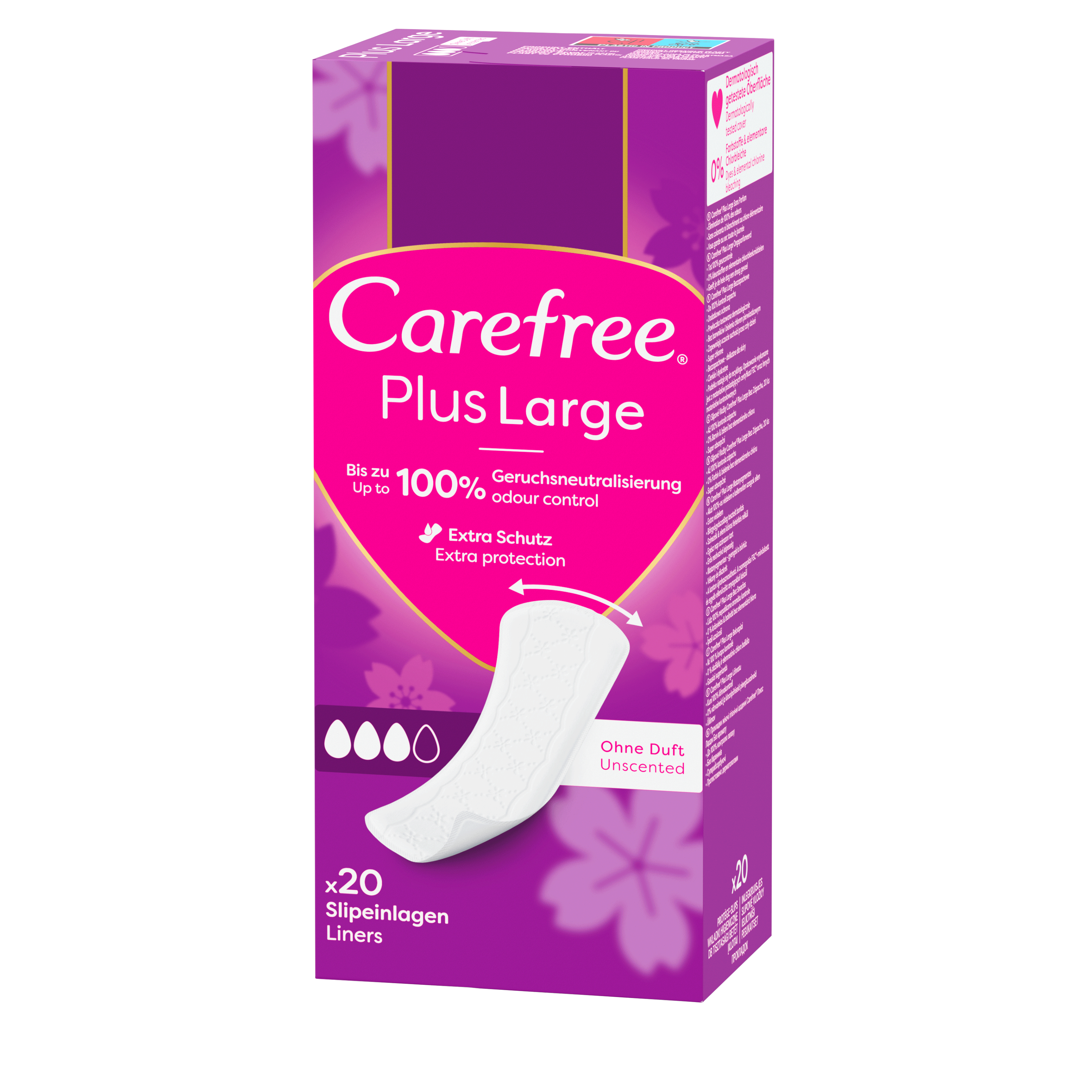 Carefree Plus Large Light Scent, Wkładki Higieniczne 20 Szt.