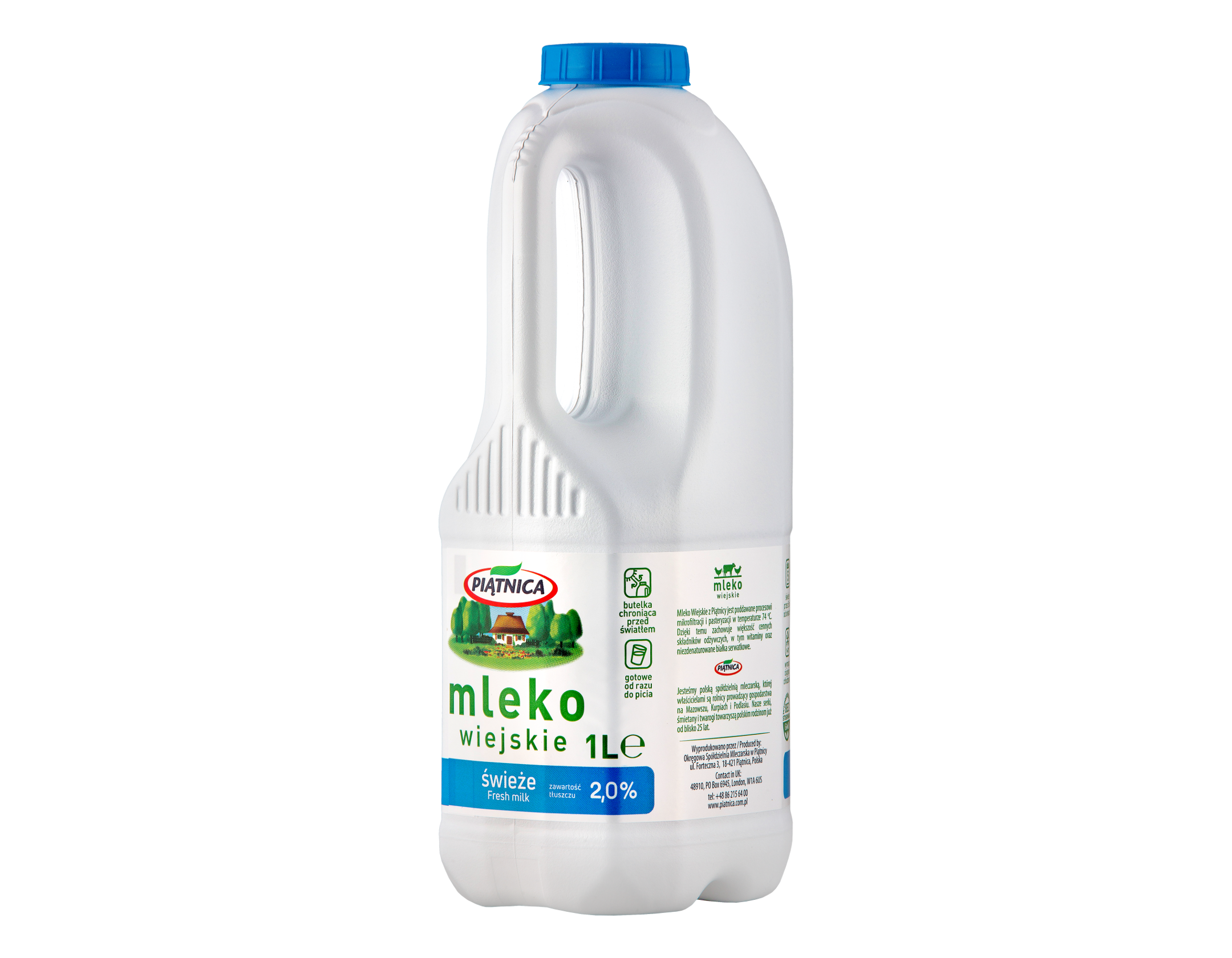 Piątnica Mleko Wiejskie Butelka 2,0% 1 L