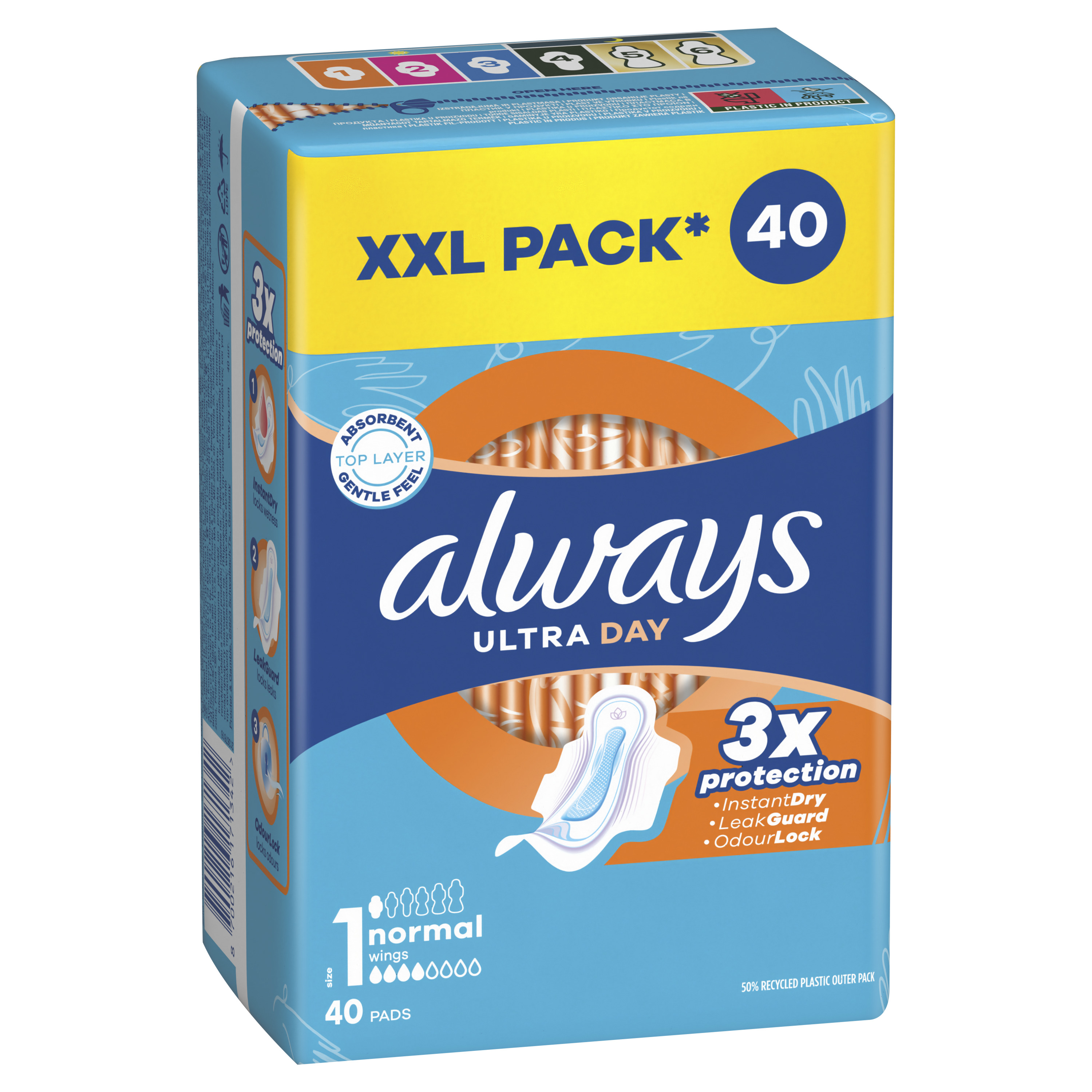 Always Podpaski Ultra Day Normal, Podpaski Ze Skrzydełkami, 40 Sztuk