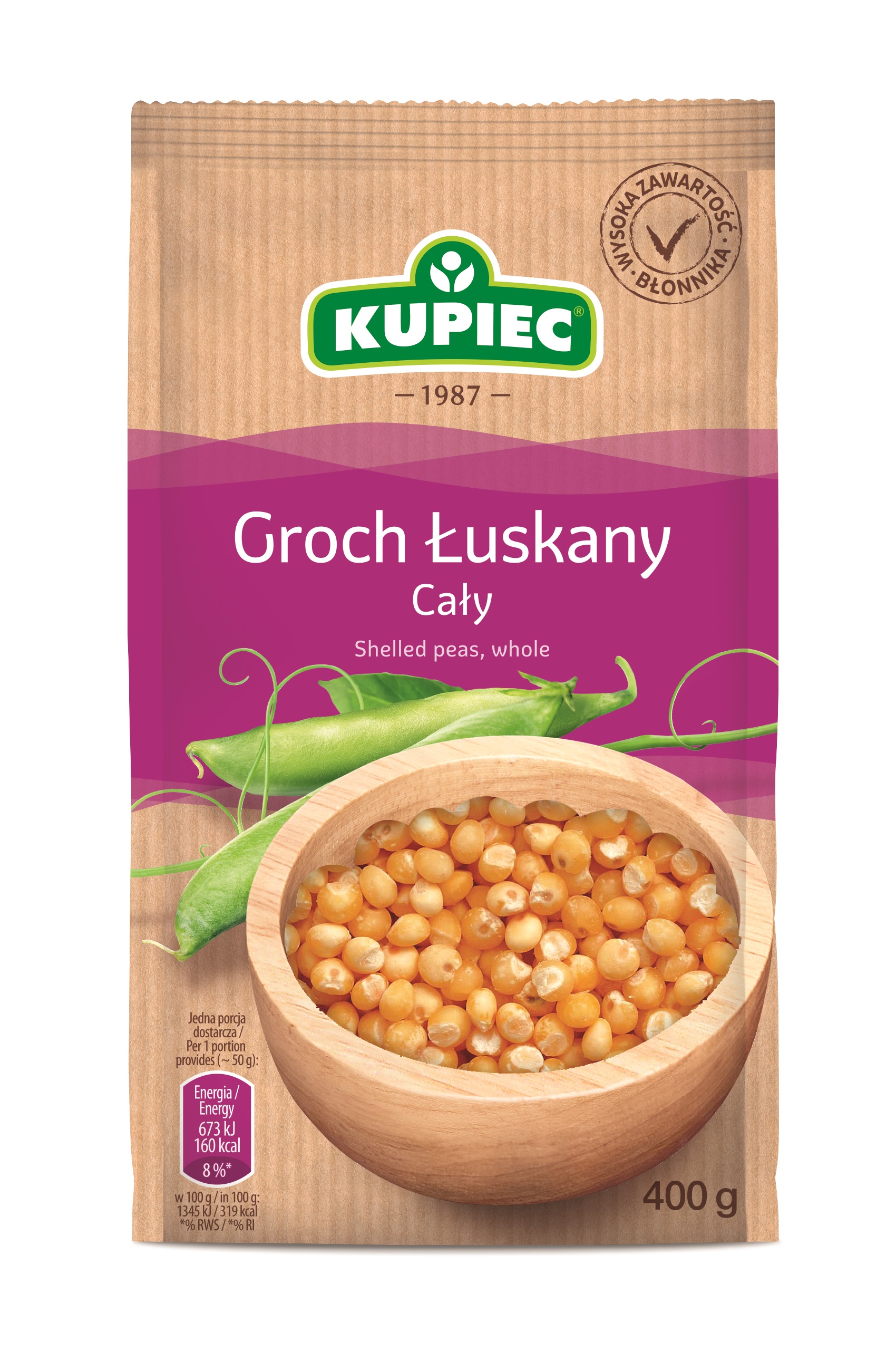 Kupiec Groch Łuskany Cały 400G