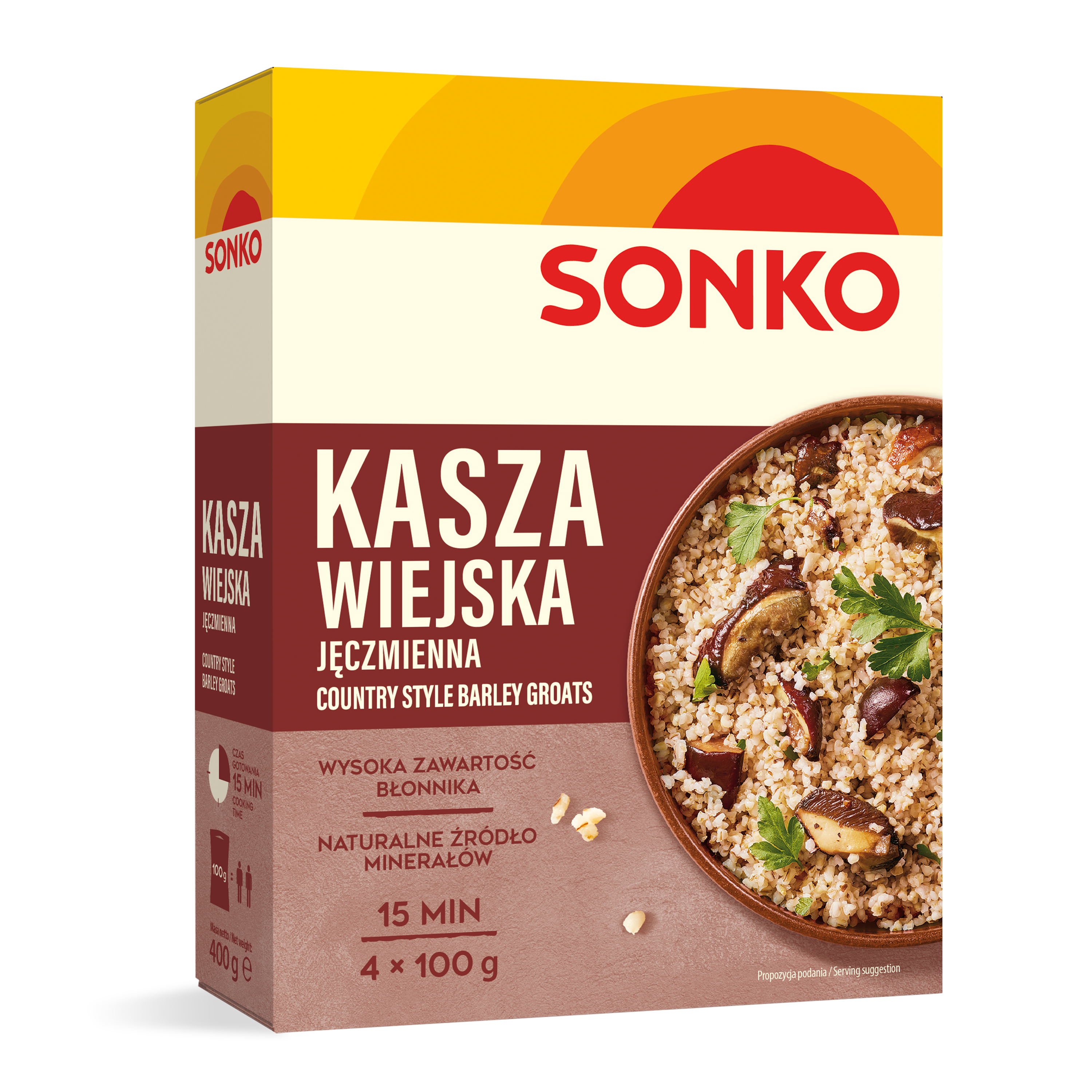 Sonko. Kasza Jęczmienna Wiejska 4X100 G.