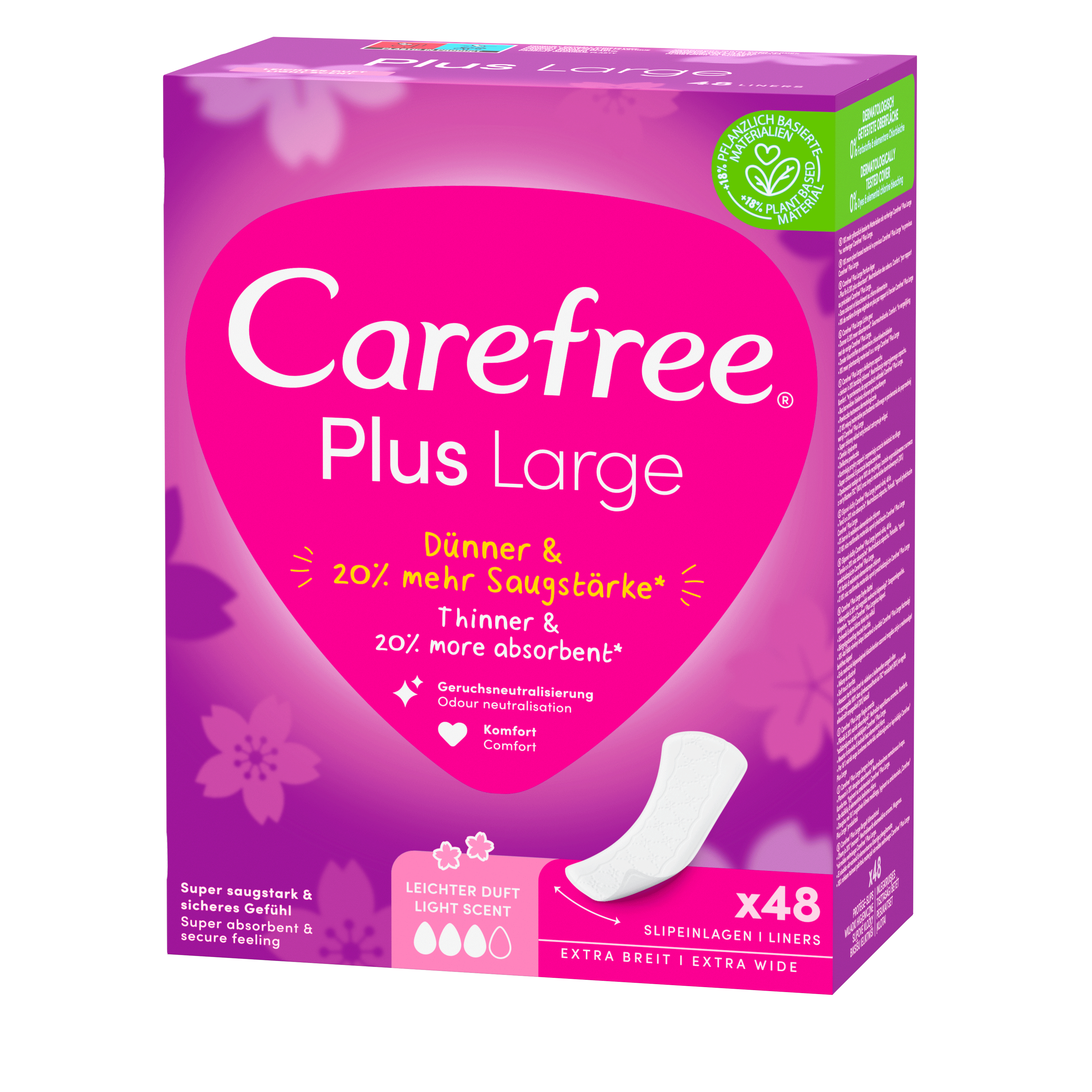 Carefree Plus Large Bezzapachowe, Wkładki Higieniczne 48 Szt.