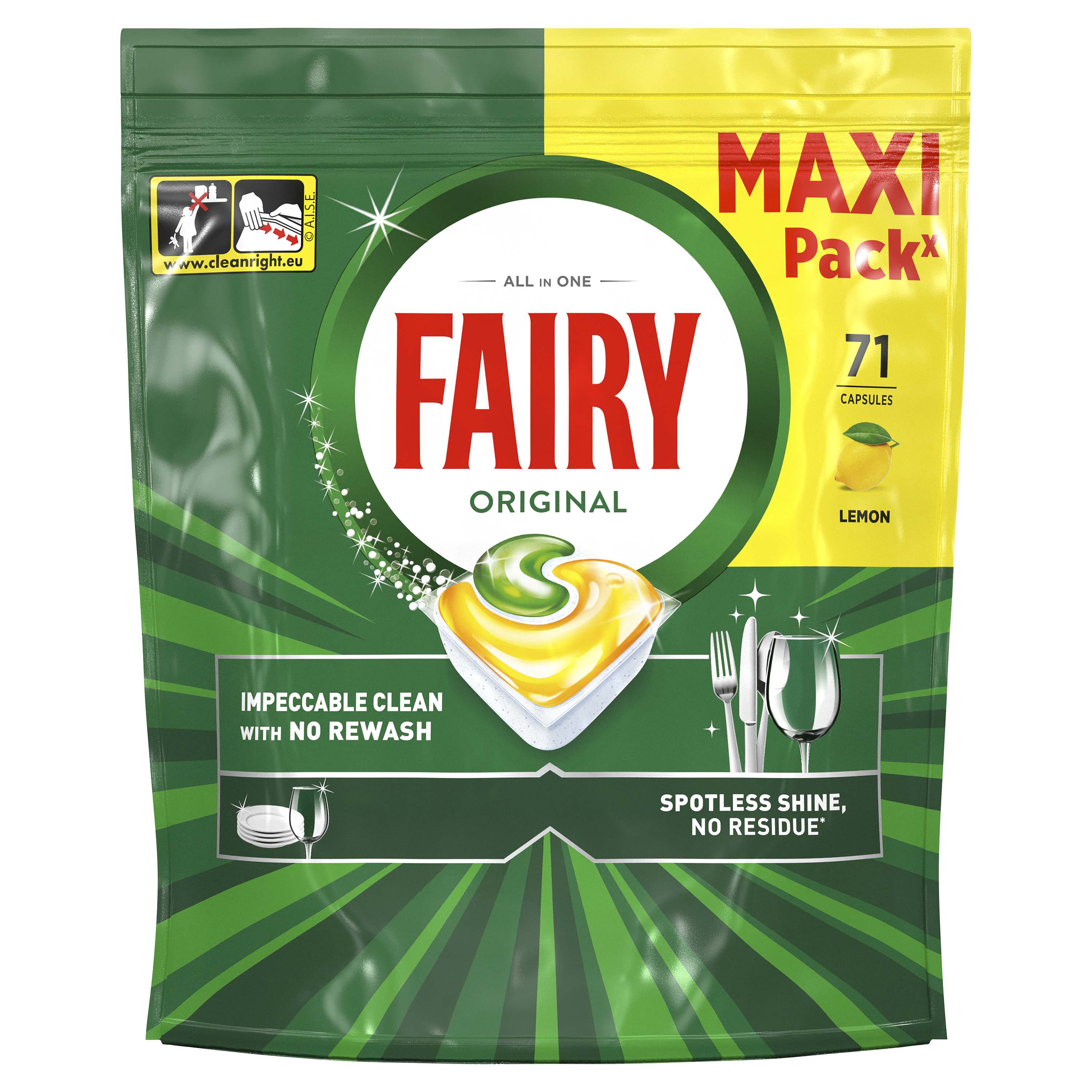 Fairy Original Cytryna Kapsułki Do Zmywarki All In One, 71 Tabletek