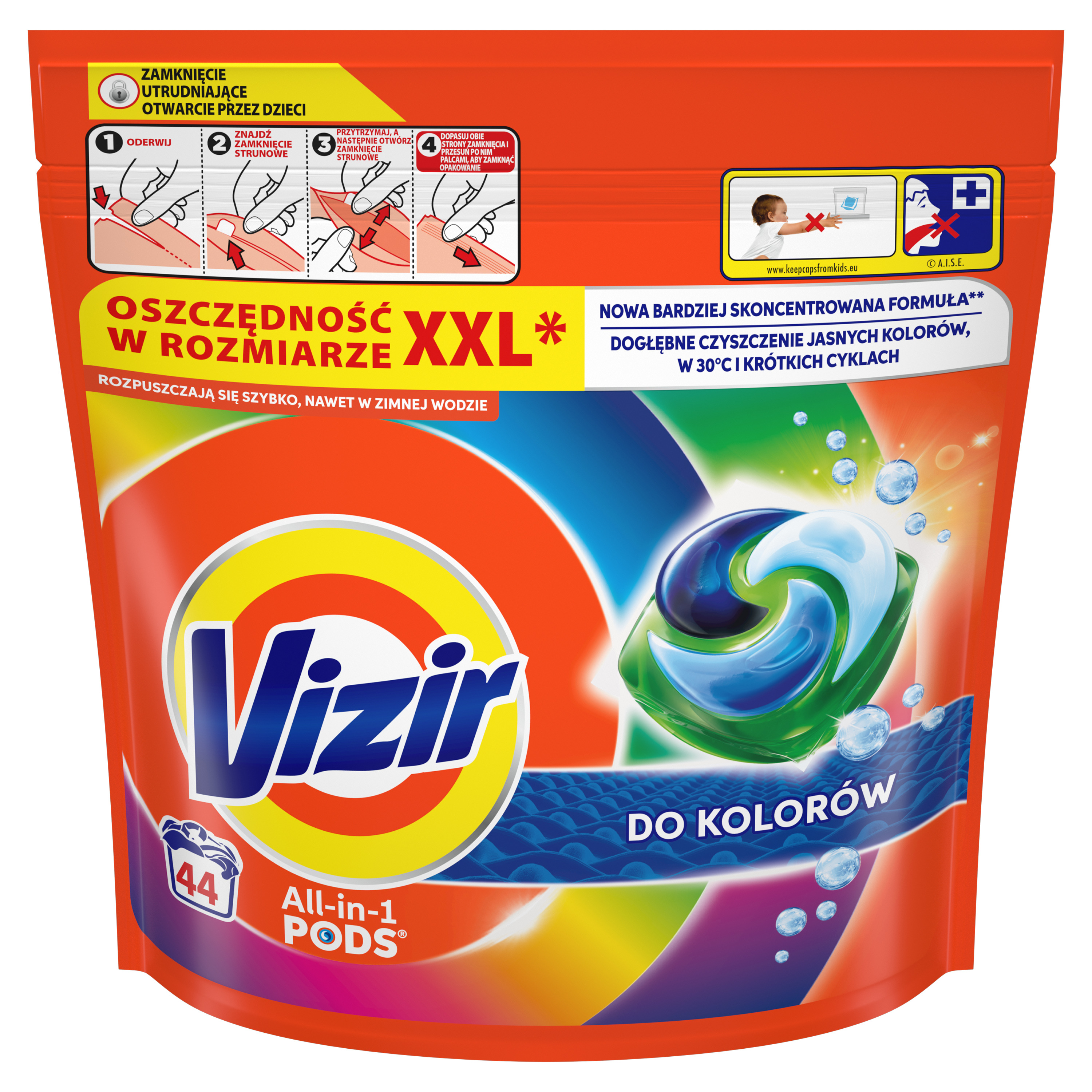 Vizir Kapsułki Do Kolorowych Tkanin Kapsułki Do Prania, 44 Prań