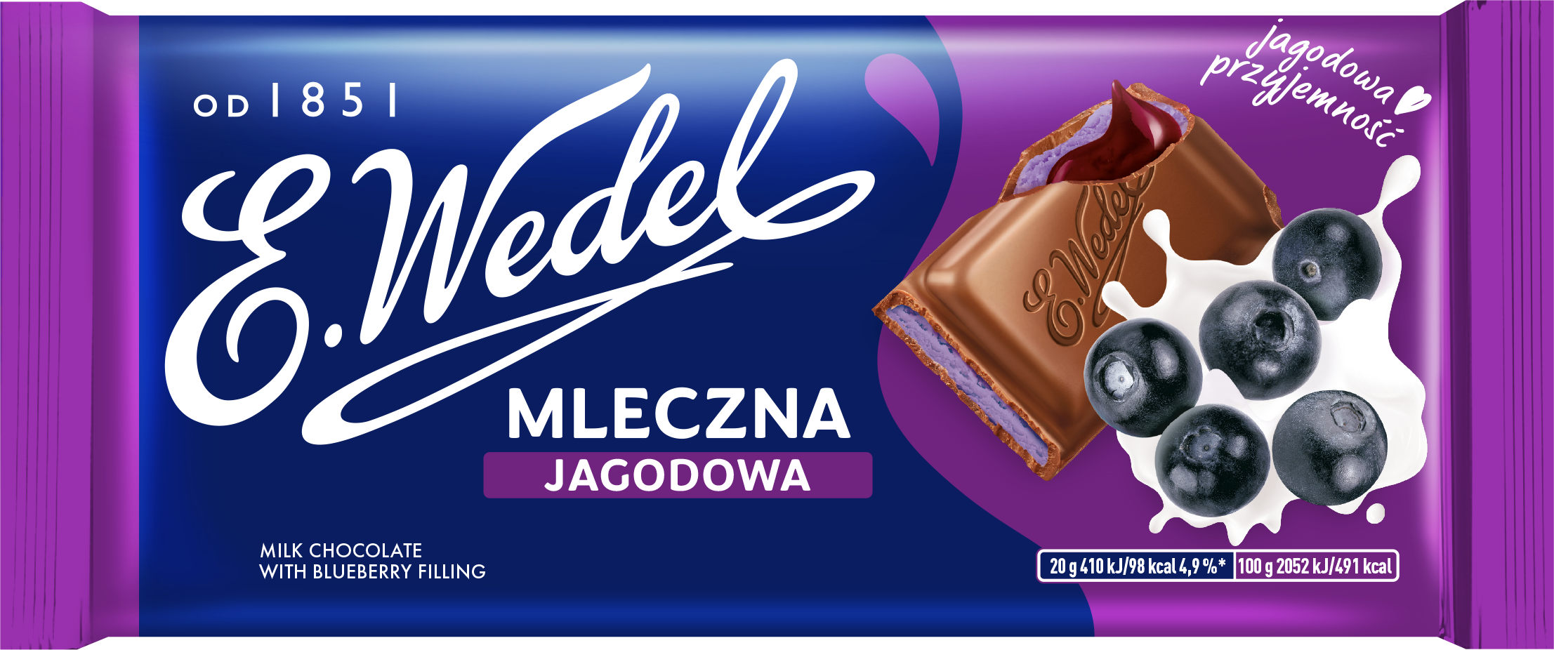 E.Wedel Czekolada Mleczna Jagodowa 100G