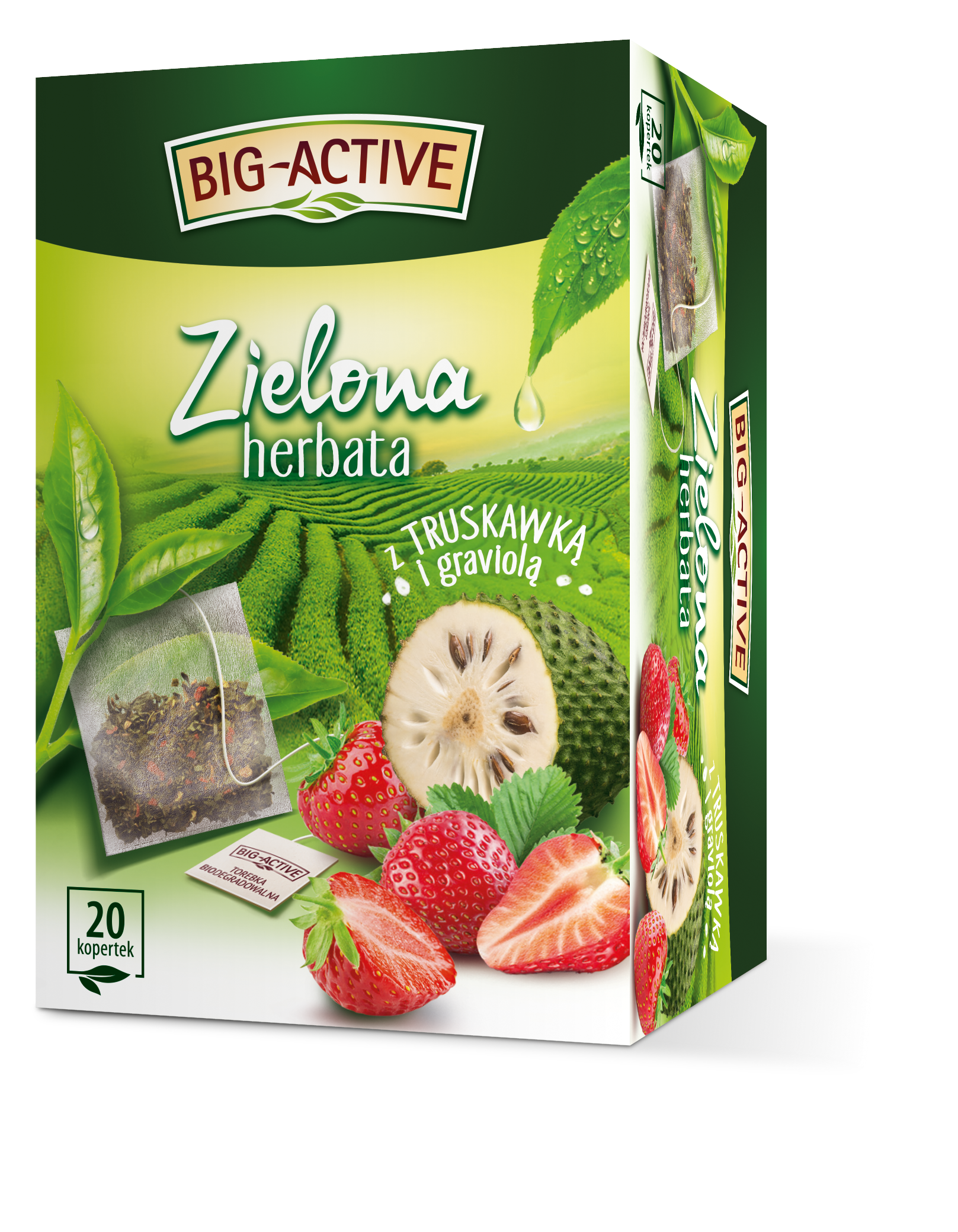 Big-Active - Herbata Zielona Z Truskawką I Graviolą (20Tb X 1,5G)