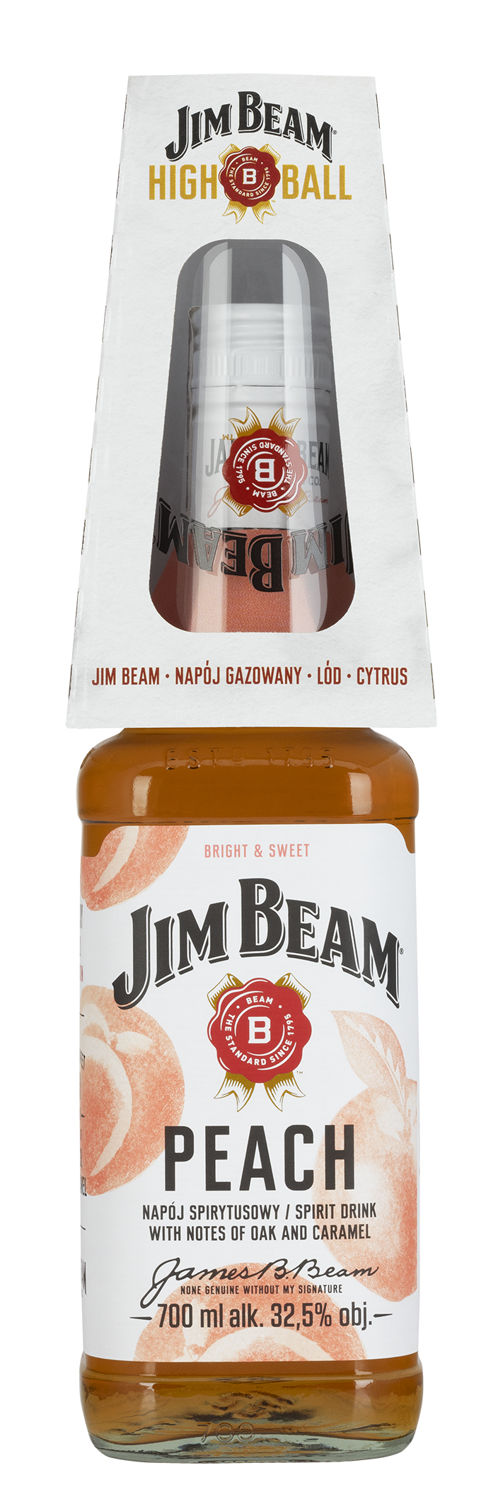 Jim Beam Peach 32,5% 700Ml + Szklanka