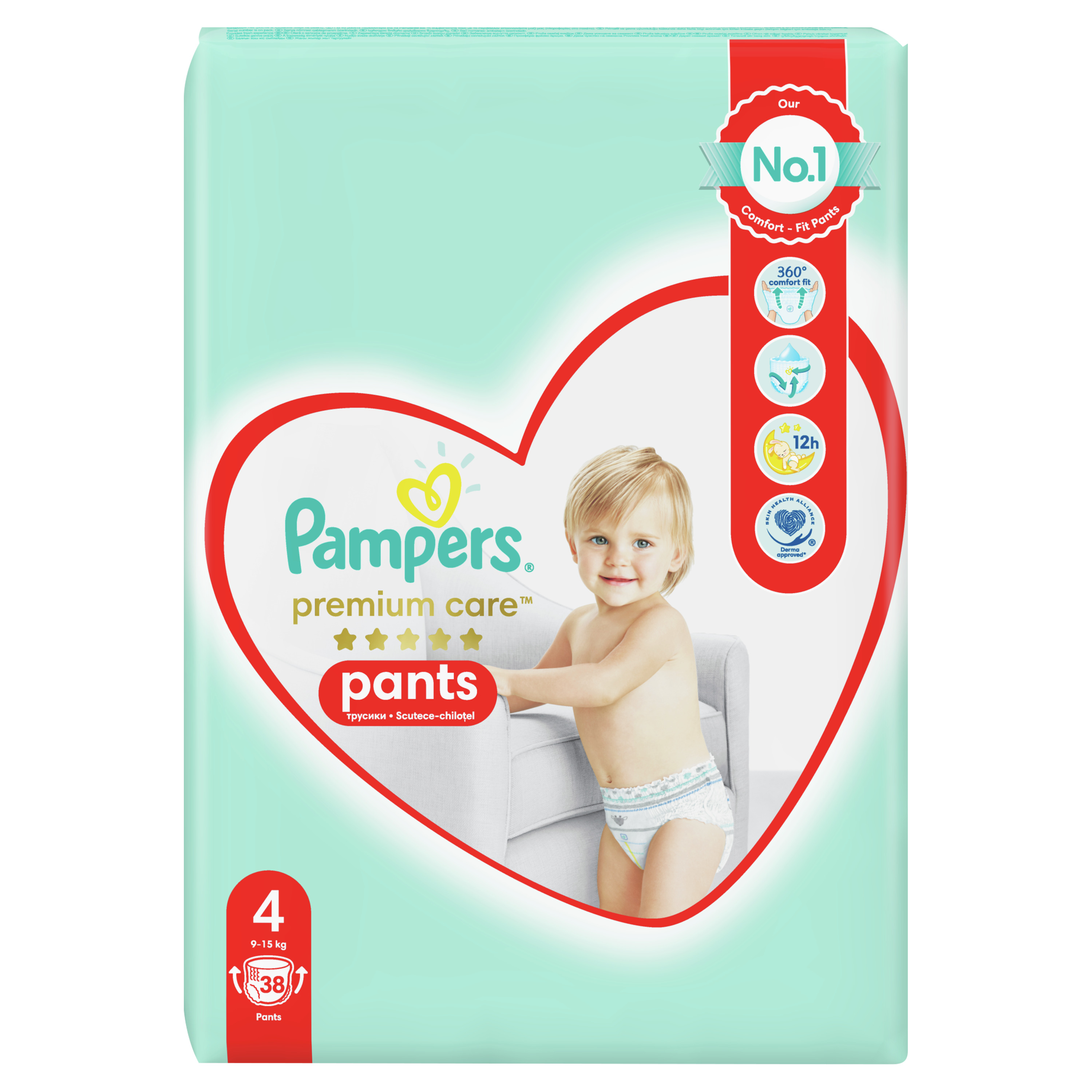 Pampers Premium Care Pants, Rozmiar 4, 38 Pieluchomajtek