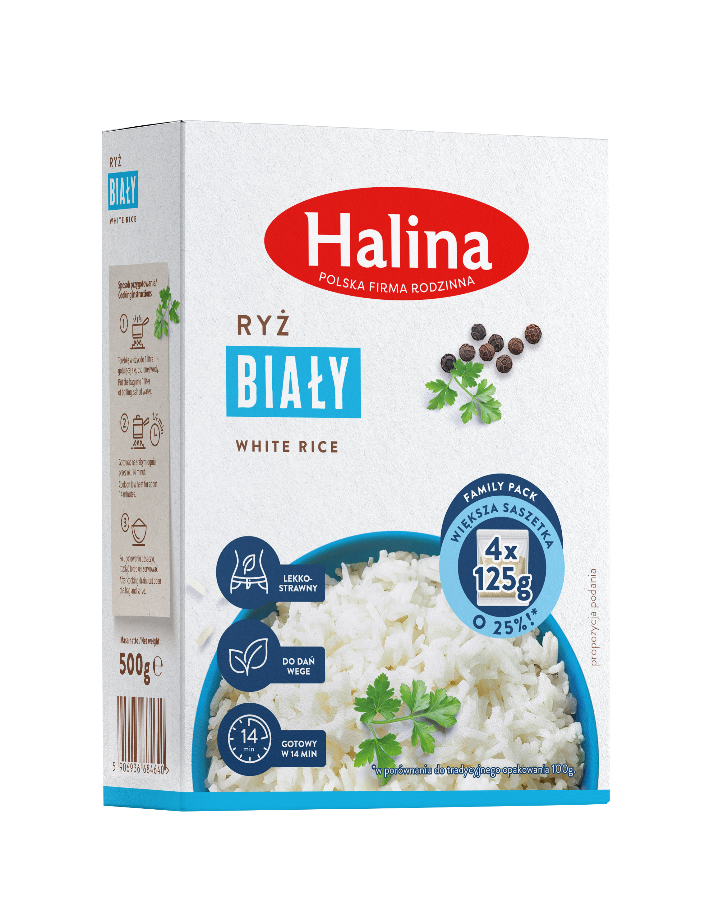 Halina Ryż Biały Długoziarnisty 4X125G