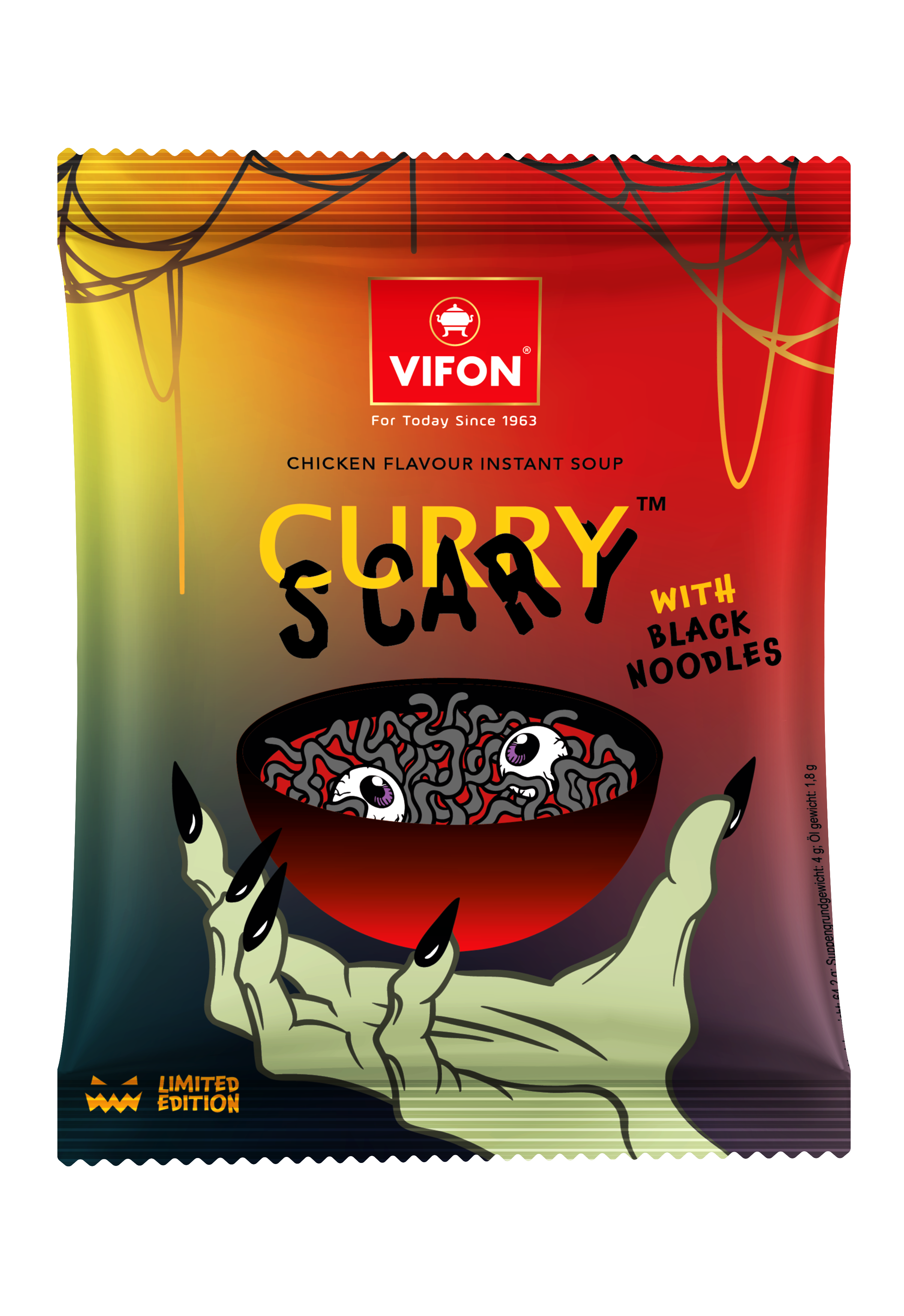 Vifon- Zupa Błyskawiczna Z Czarnymi Nudlami O Smaku Kurczaka Curry Scary 70G/24