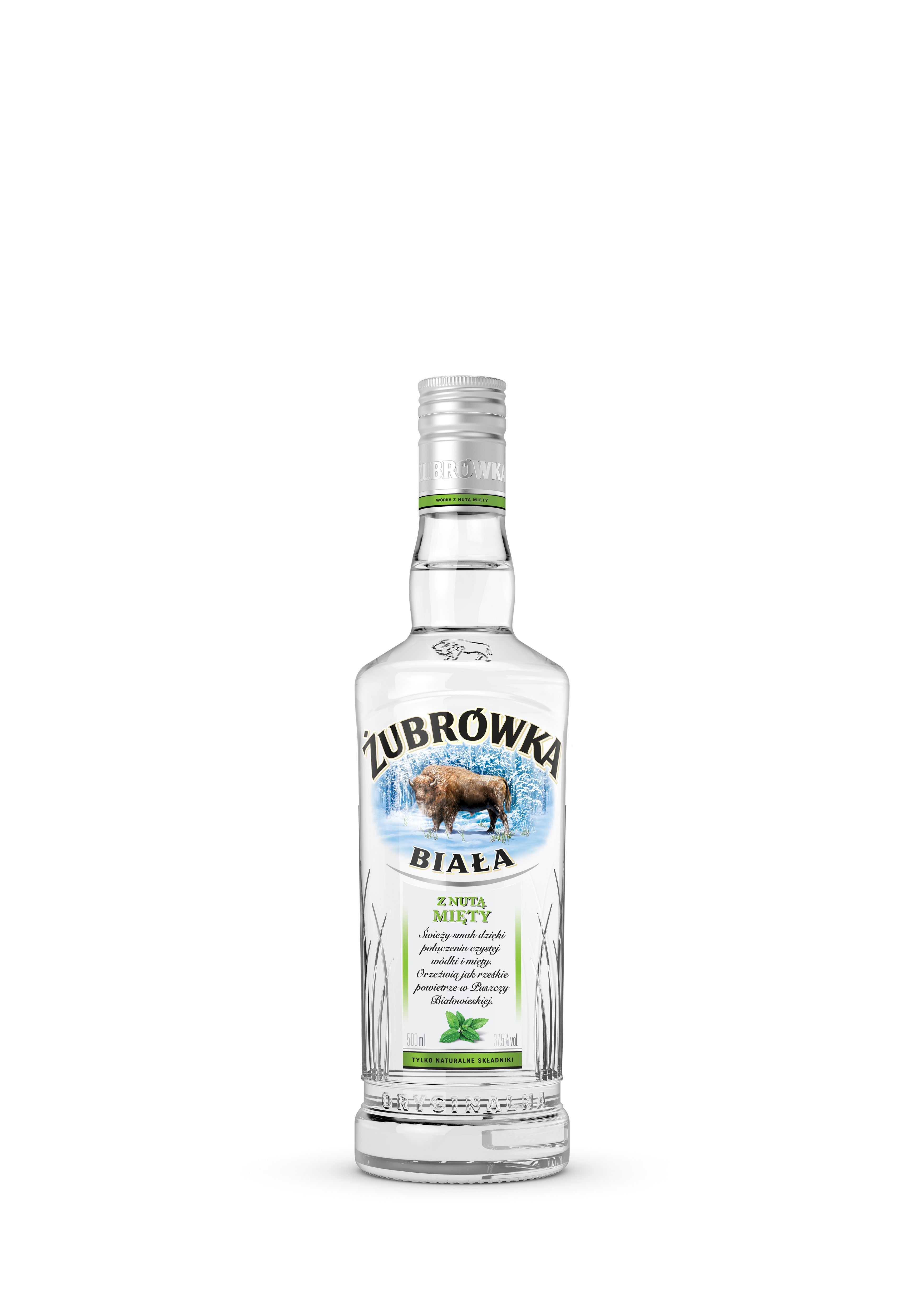 Wódka Żubrówka Biała Z Nutą Mięty 37,5% 500 Ml