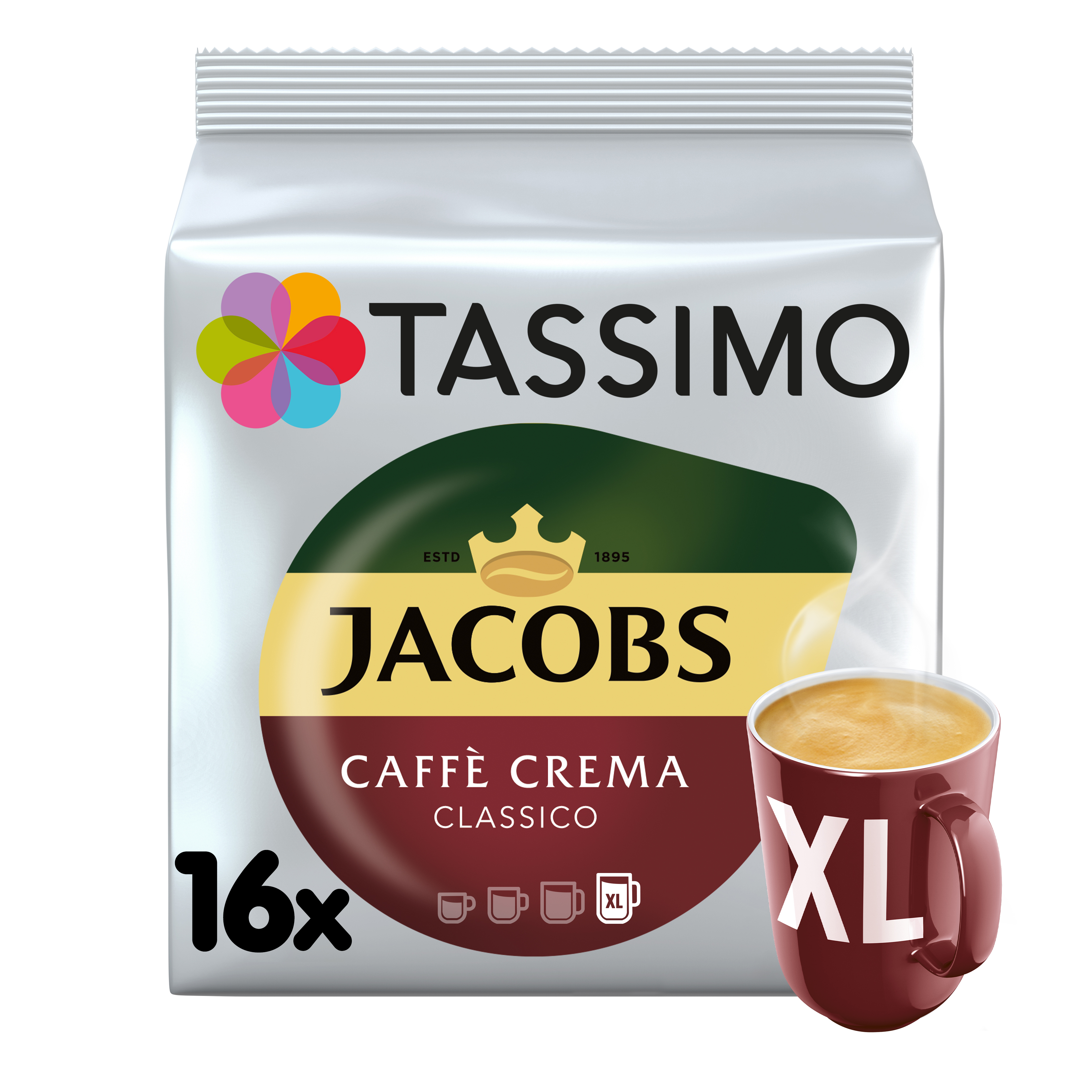Tassimo Jacobs Caffè Crema Classico Xl Kawa Mielona 16 Kapsułek 132,8 G
