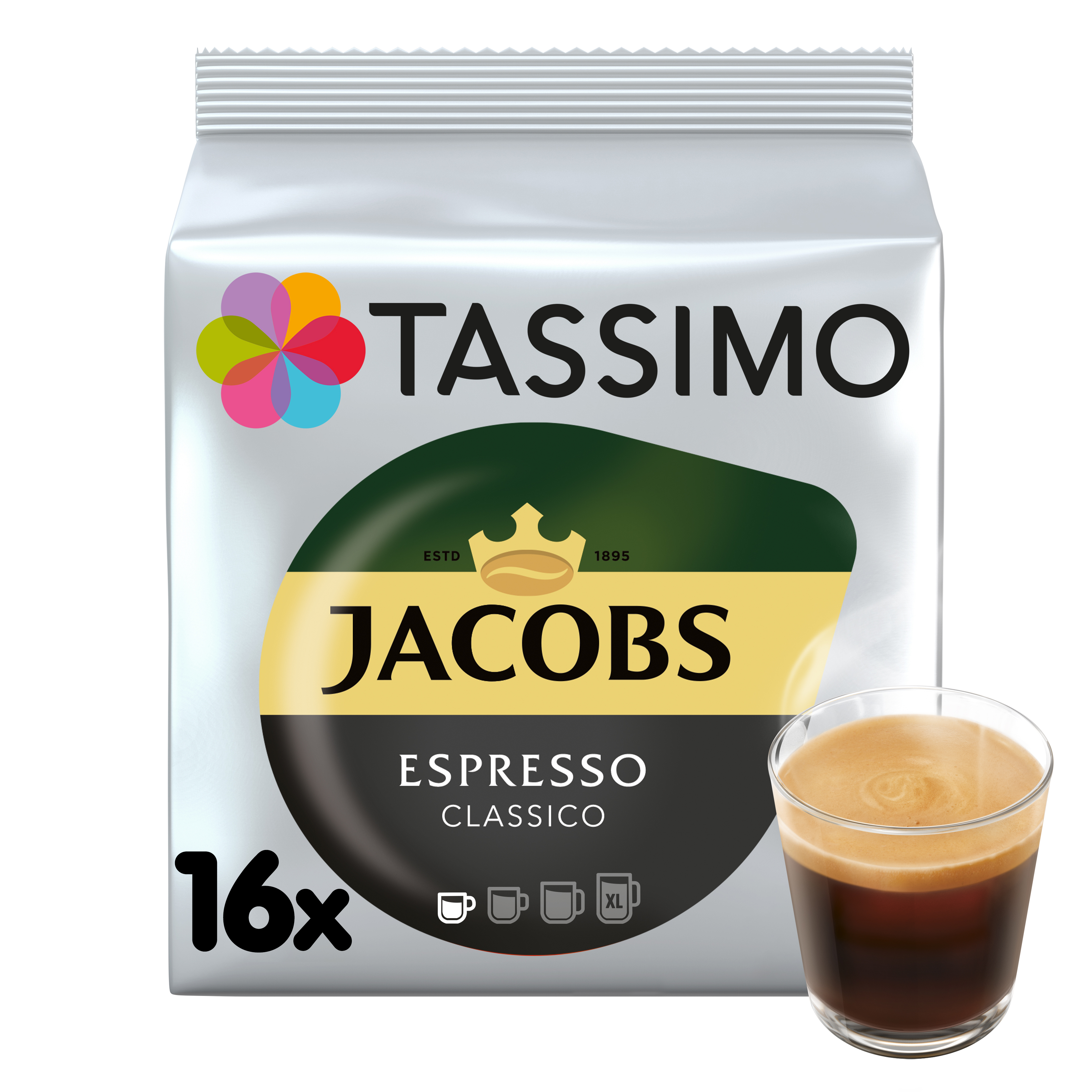 Tassimo Jacobs Espresso Classico Kawa Mielona 16 Kapsułek 118,4 G