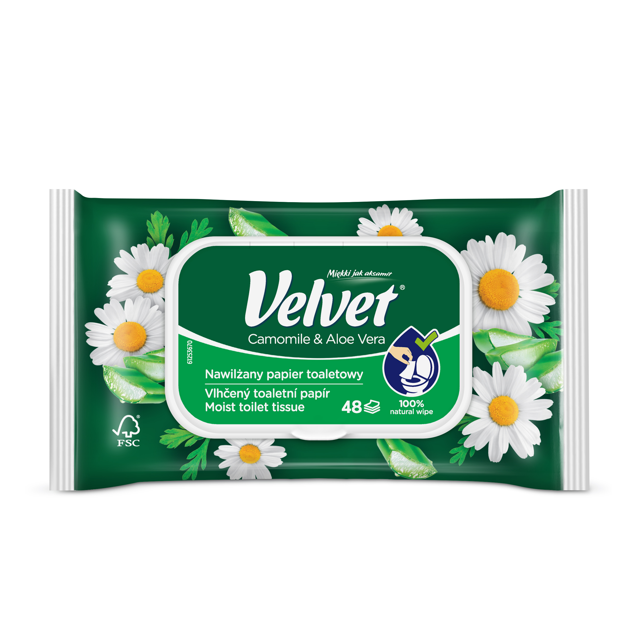Nawilżany Papier Toaletowy Velvet Rumianek I Aloes 48 Sztuk