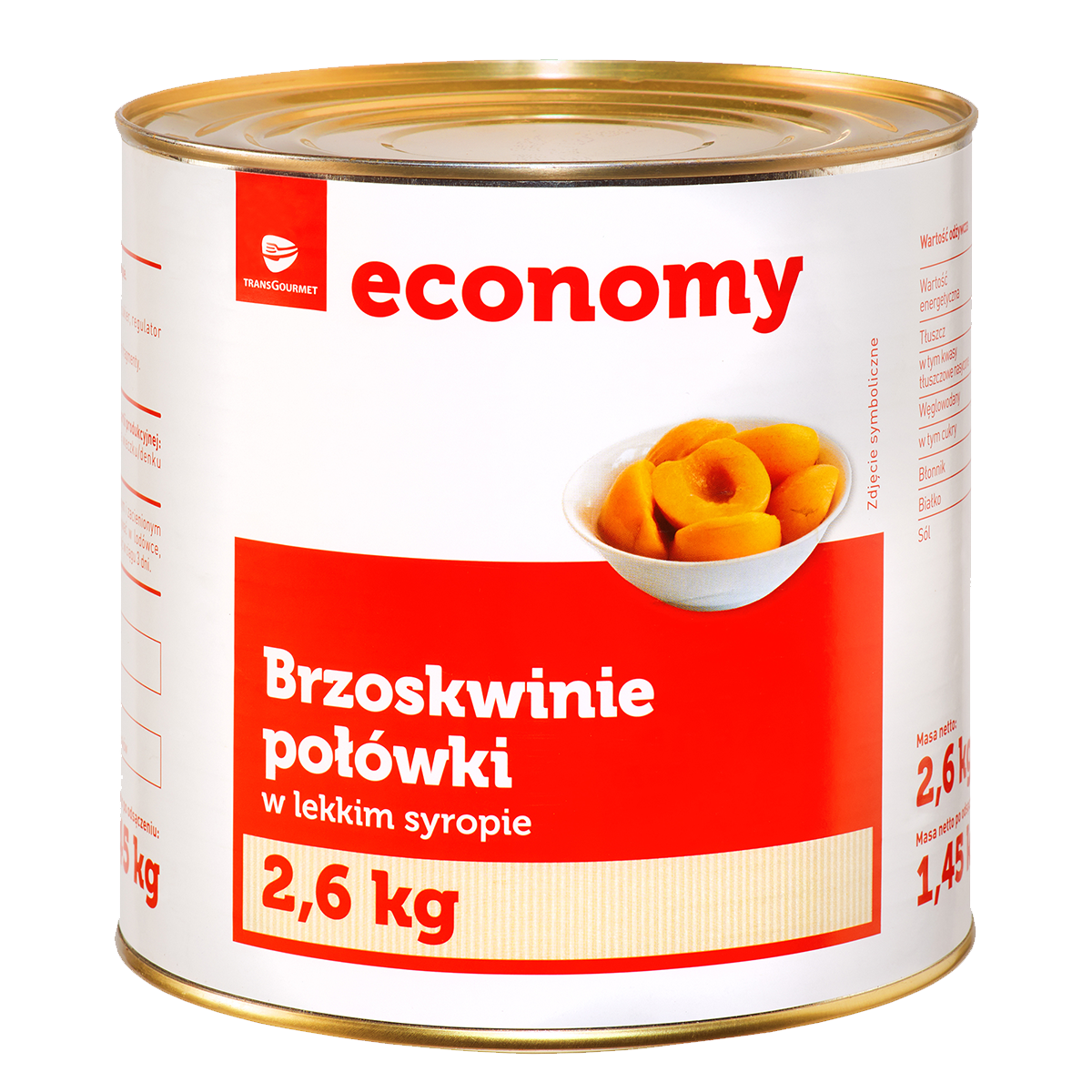 Tge Brzoskwinie Połówki W Lekkim Syropie 2,6 Kg