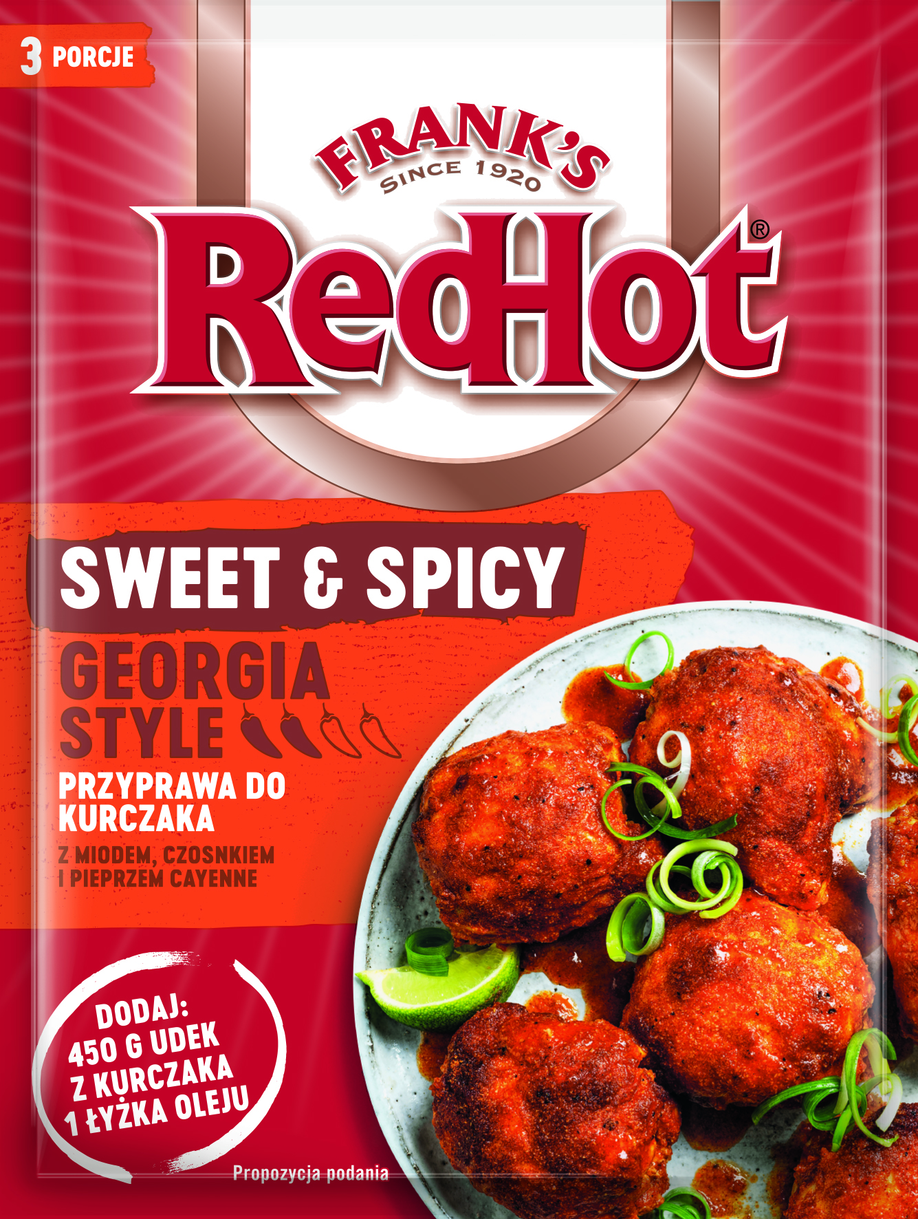 Przyprawa Do Kurczaka Z Miodem, Czosnkiem I Pieprzem Cayenne Spicy Georgia Frank'S Red Hot 20G