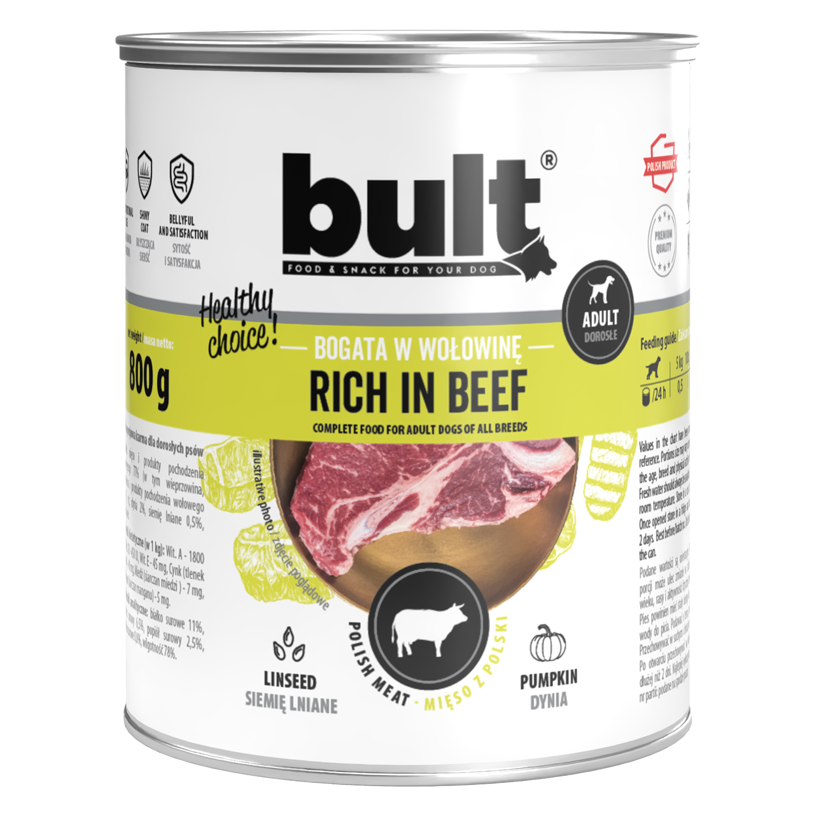 Bult Karma W Puszce Dla Psa Bogata W Wołowinę 800G