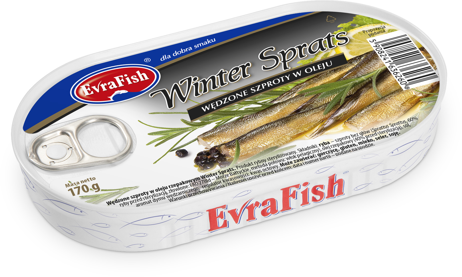 Evrafish Winter Sprats Wędzone Szproty W Oleju 170 G