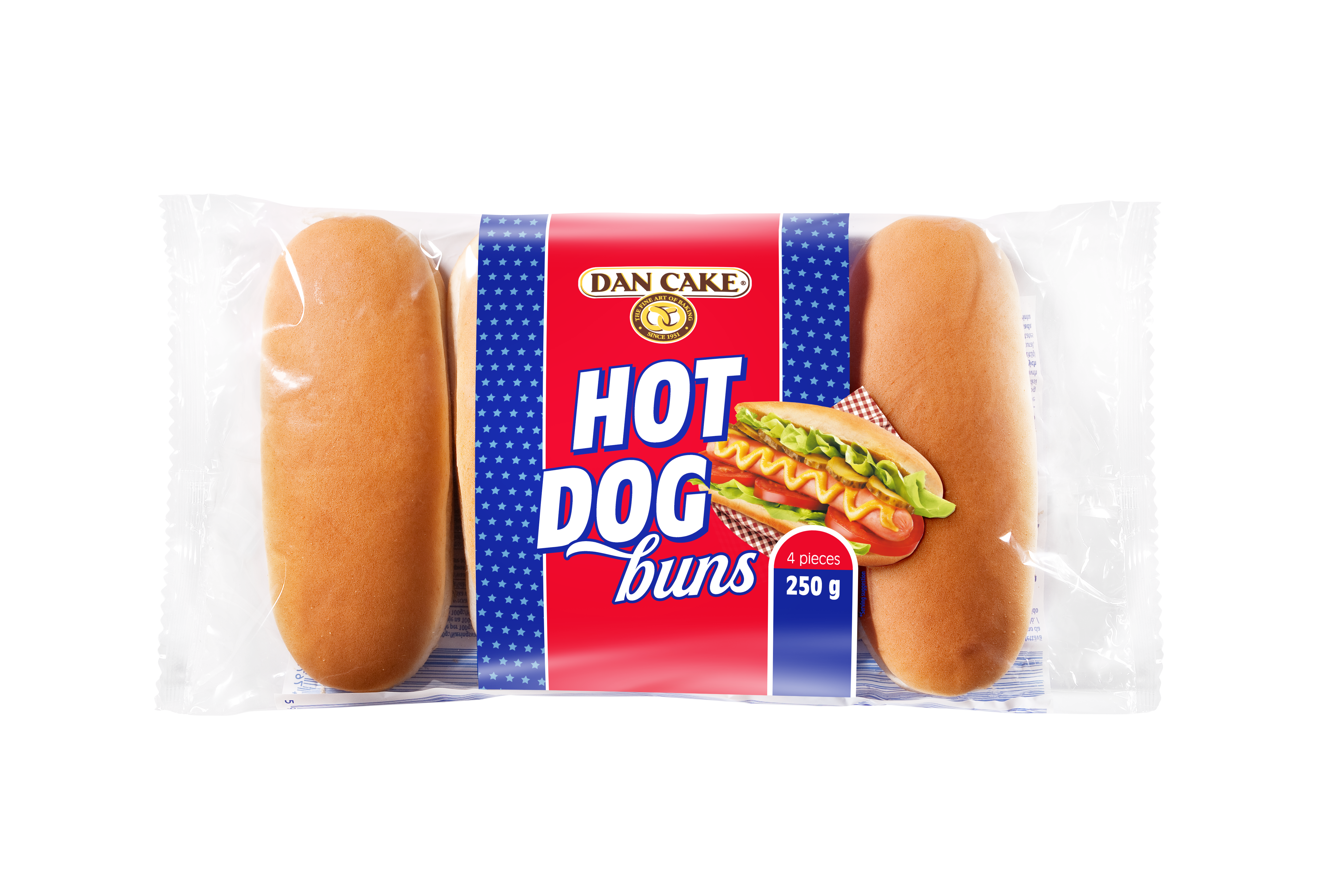 Dan Cake Hot Dog Buns 250G (X4Szt)
