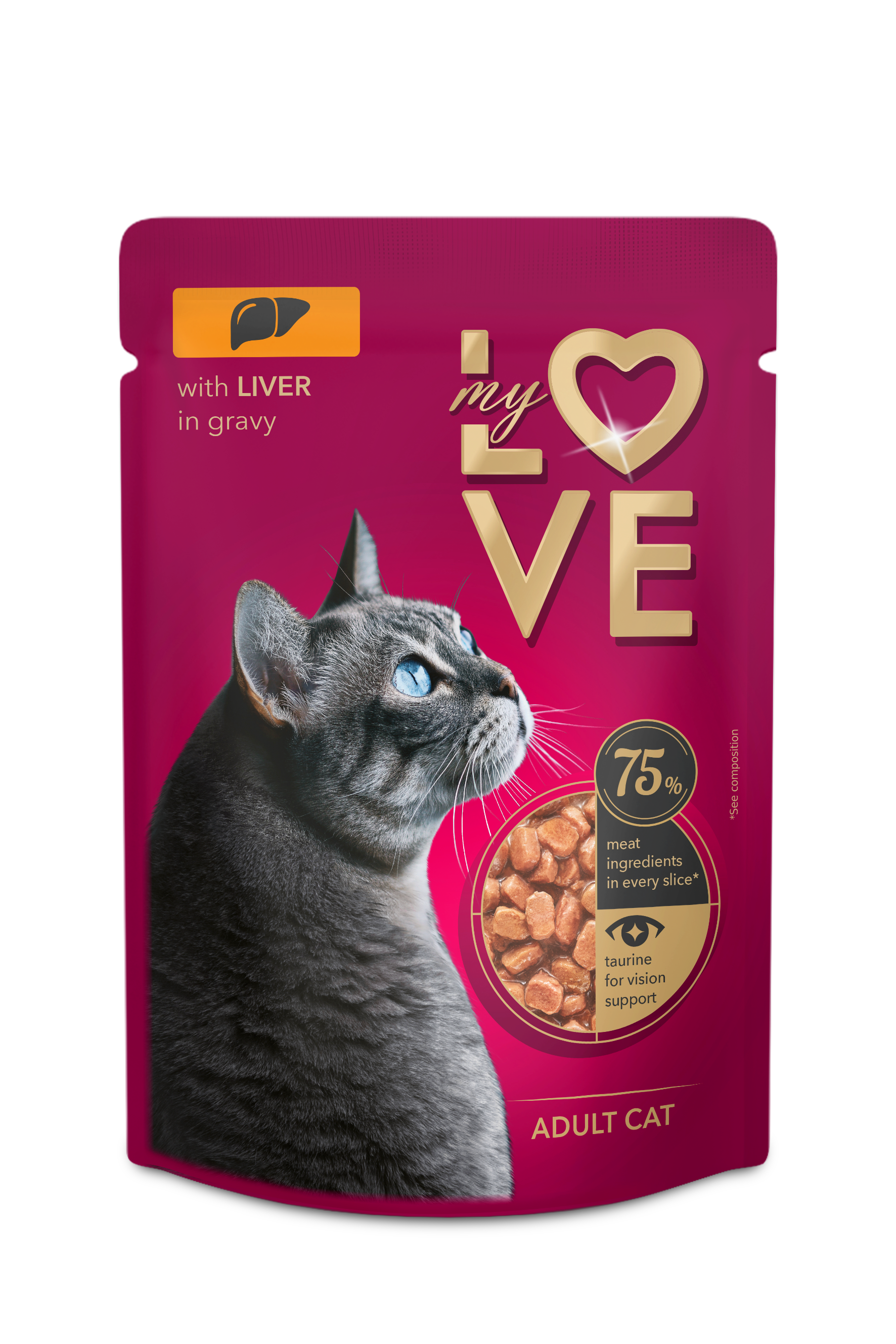My Love Pełnowartościowa Karma W Saszetkach Dla Dorosłych Kotów Z Wątróbką W Sosie 85 G
