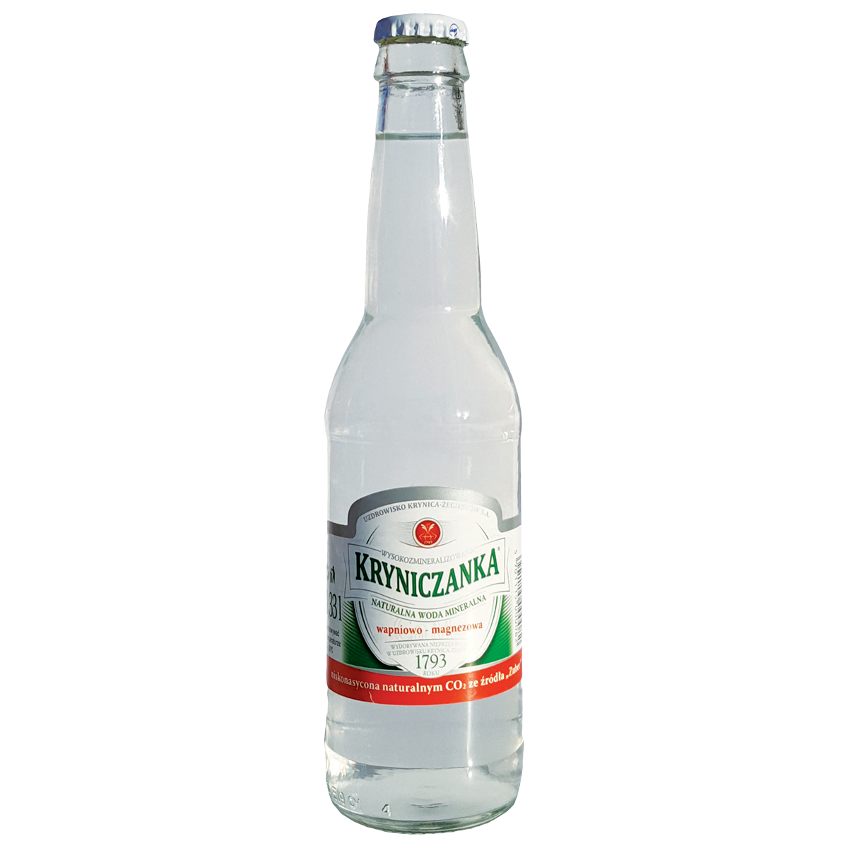 Kryniczanka Wysokozmineralizowana Naturalna Woda Mineralna Wapniowo-Magnezowa Niskonasycona Naturalnym Co2 Ze Źródła "Zuber" 0,33 L