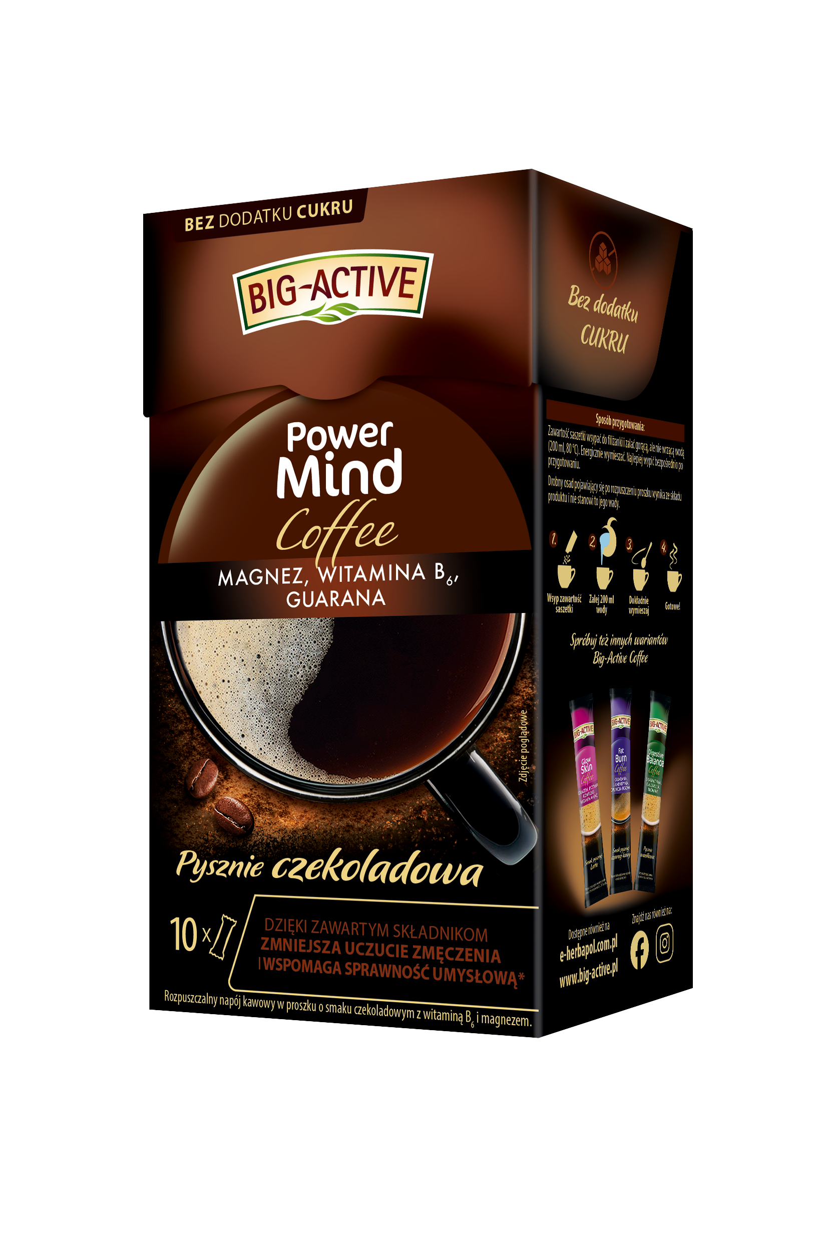 Big Active Rozpuszczalny Napój Kawowy Power Mind 10 Tb × 10 G