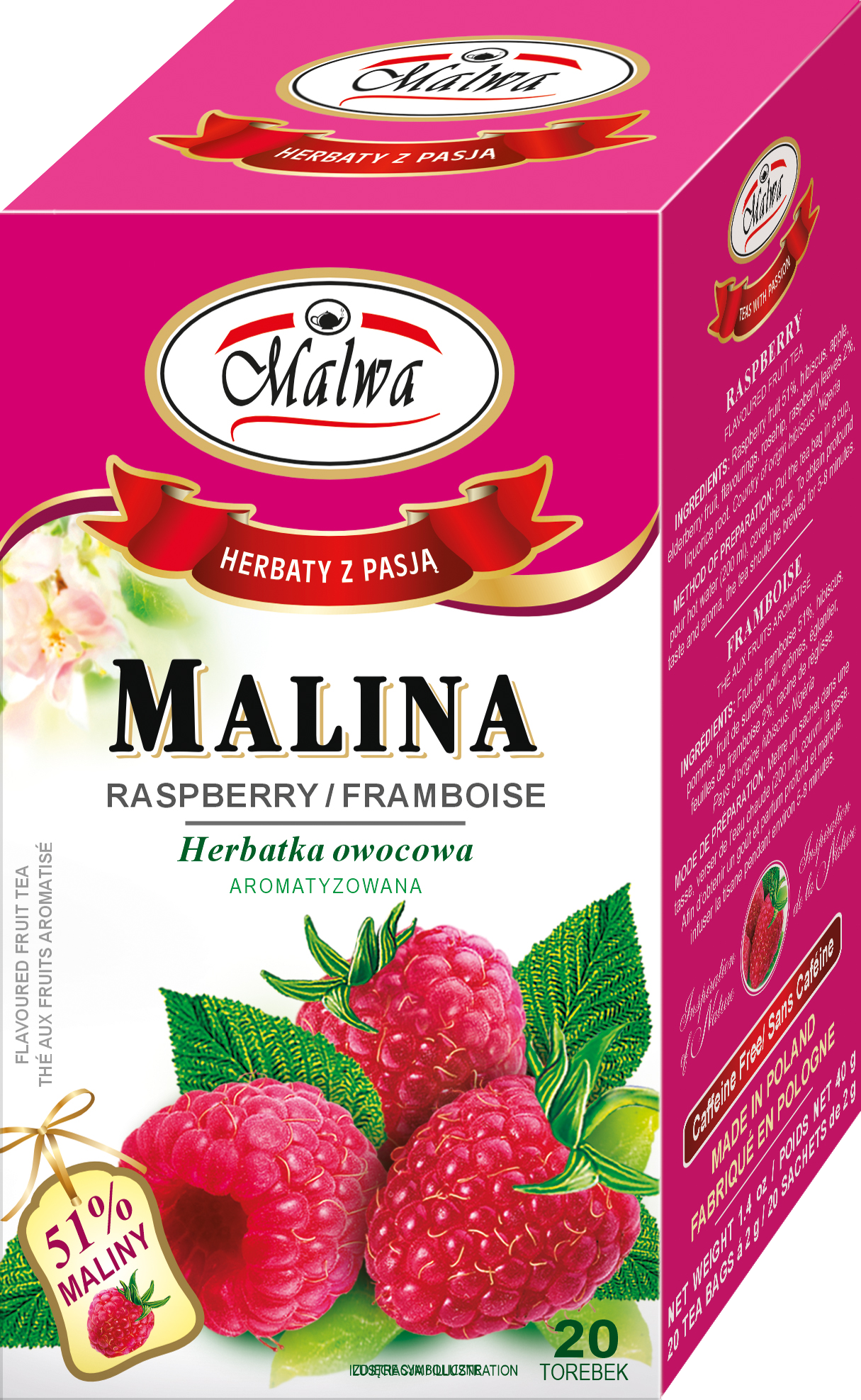 Malwa Herbata Owocowa Malina 20X2G