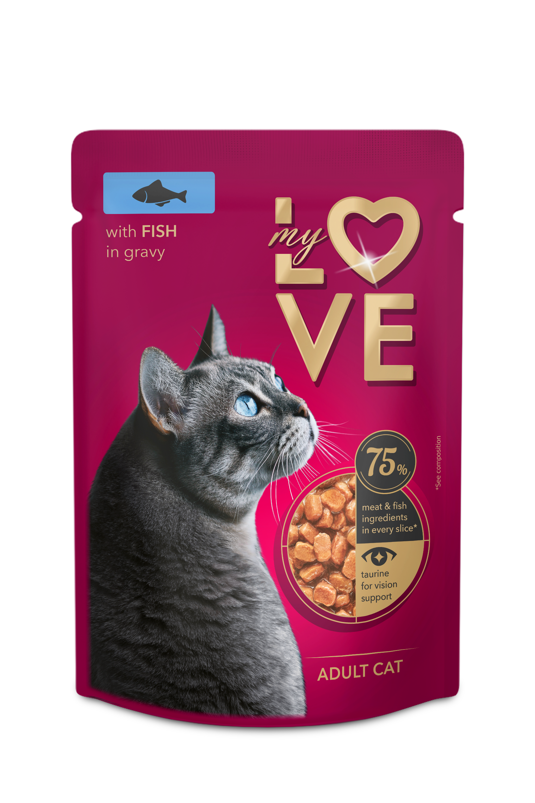 My Love Pełnowartościowa Karma W Saszetkach Dla Dorosłych Kotów Z Rybą W Sosie 85 G