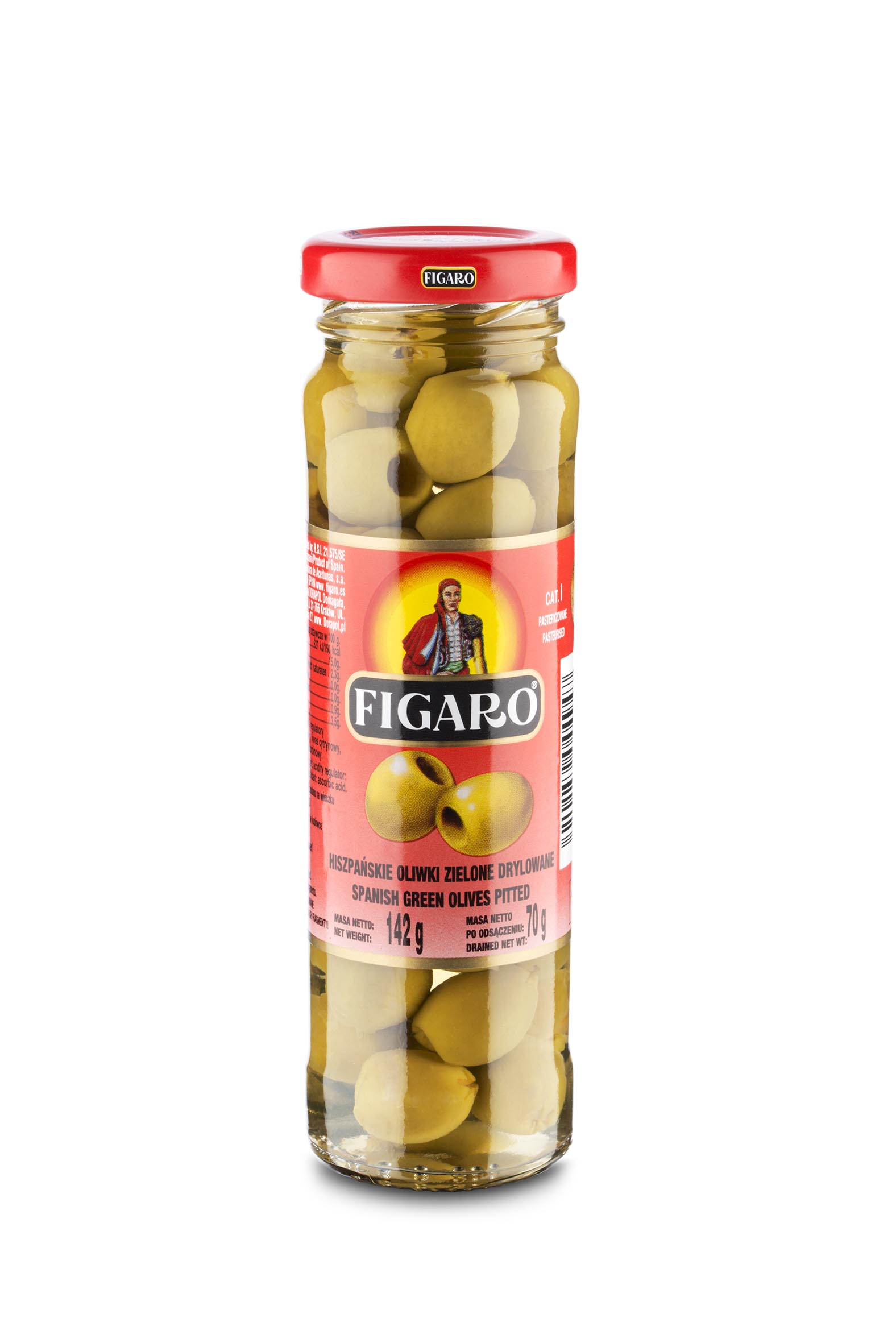 Hiszpańskie Oliwki Zielone Drylowane Pasteryzowane 142G/70G Figaro