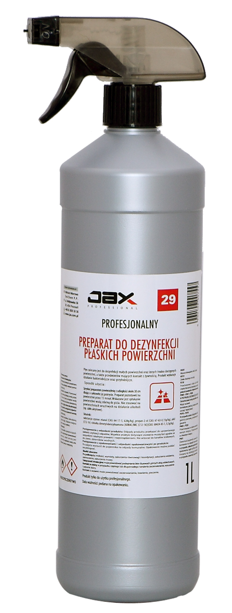 Profesjonalny Preparat Do Dezynfekcji Powierzchni Płaskich Jax Professional "29" 1L