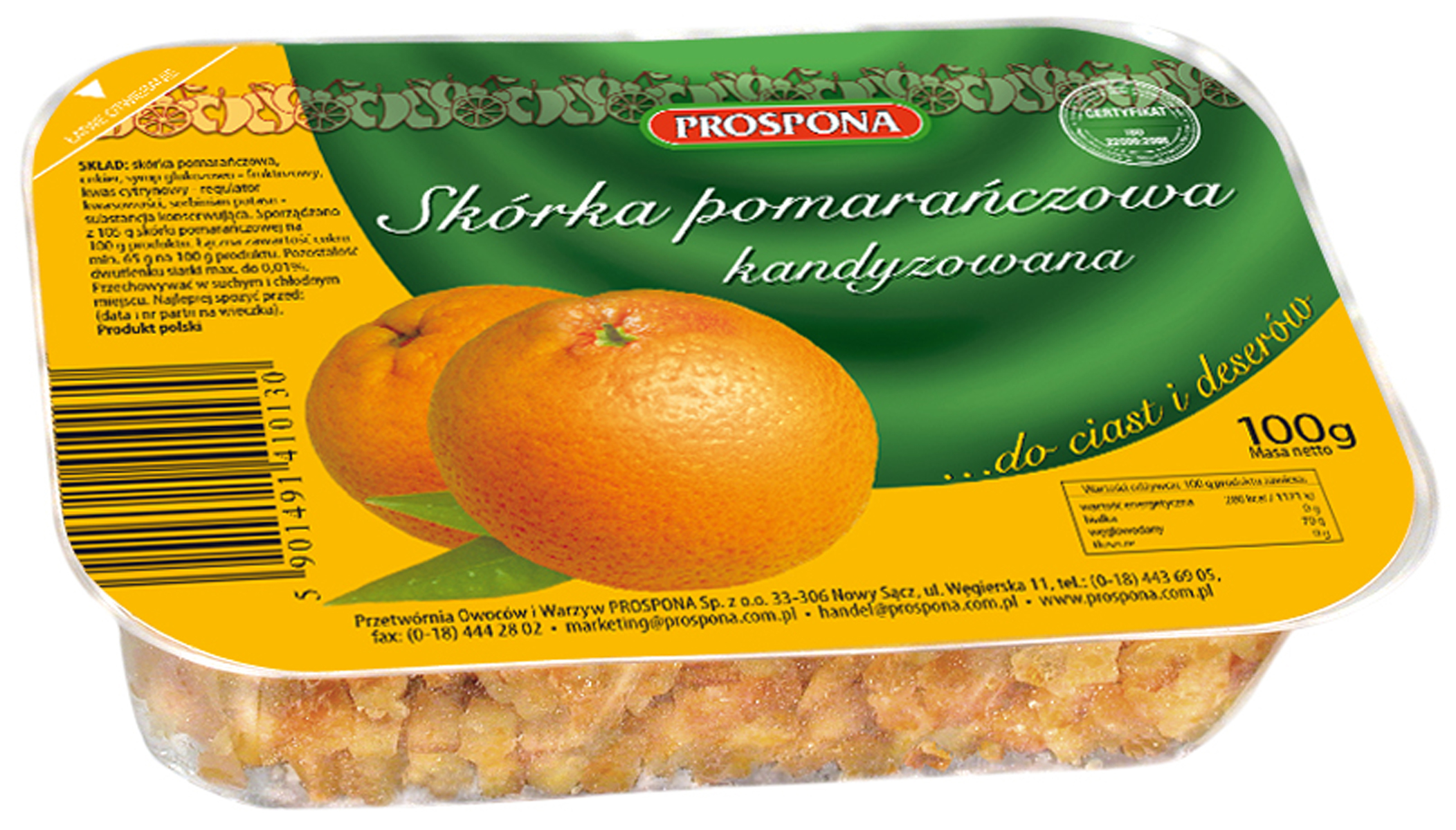 Prospona Skórka Pomarańczowa Kandyzowana 100G
