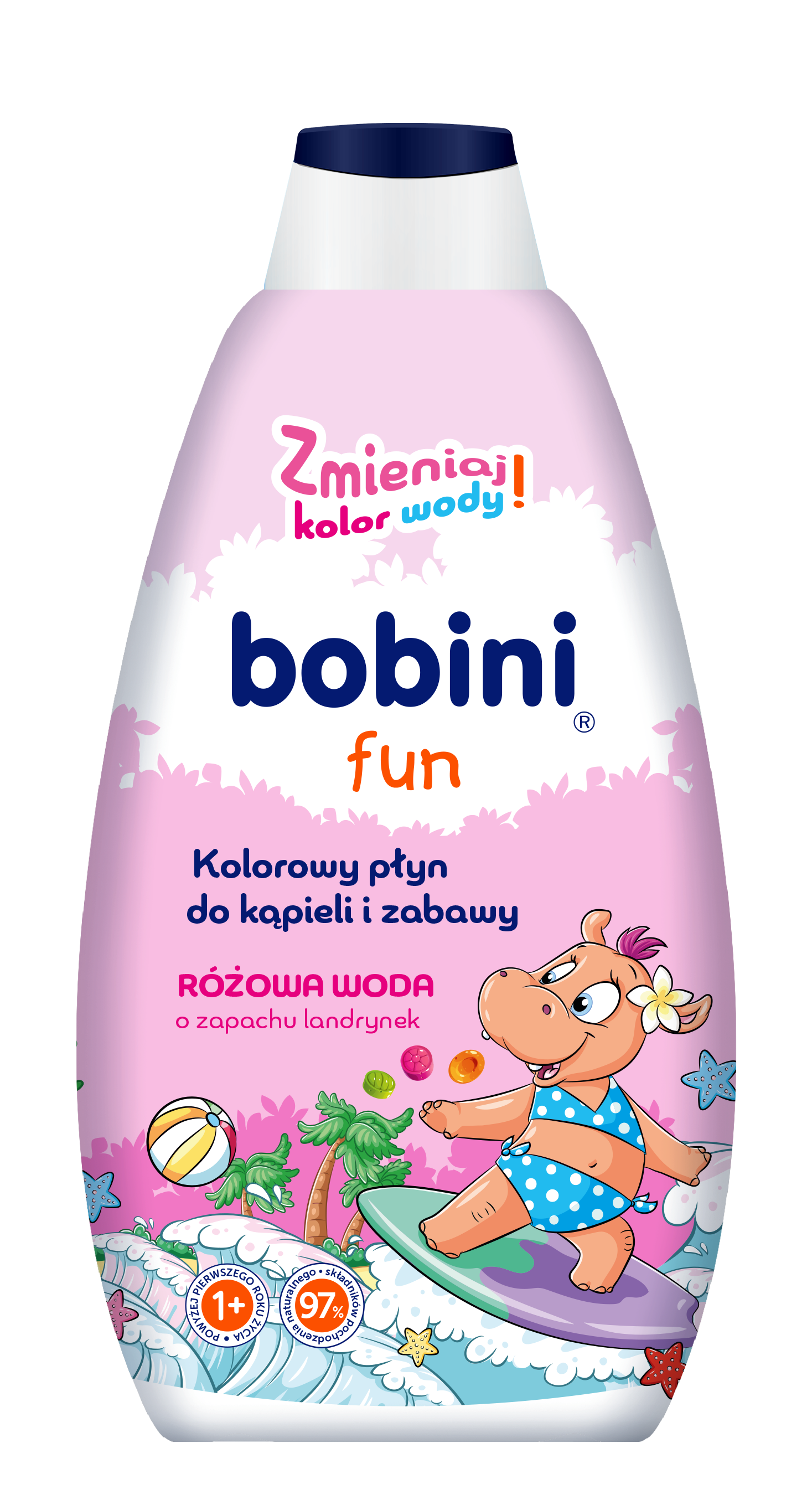 Bobini Fun Kolorowy Płyn Do Kąpieli I Zabawy Różowa Woda 500Ml