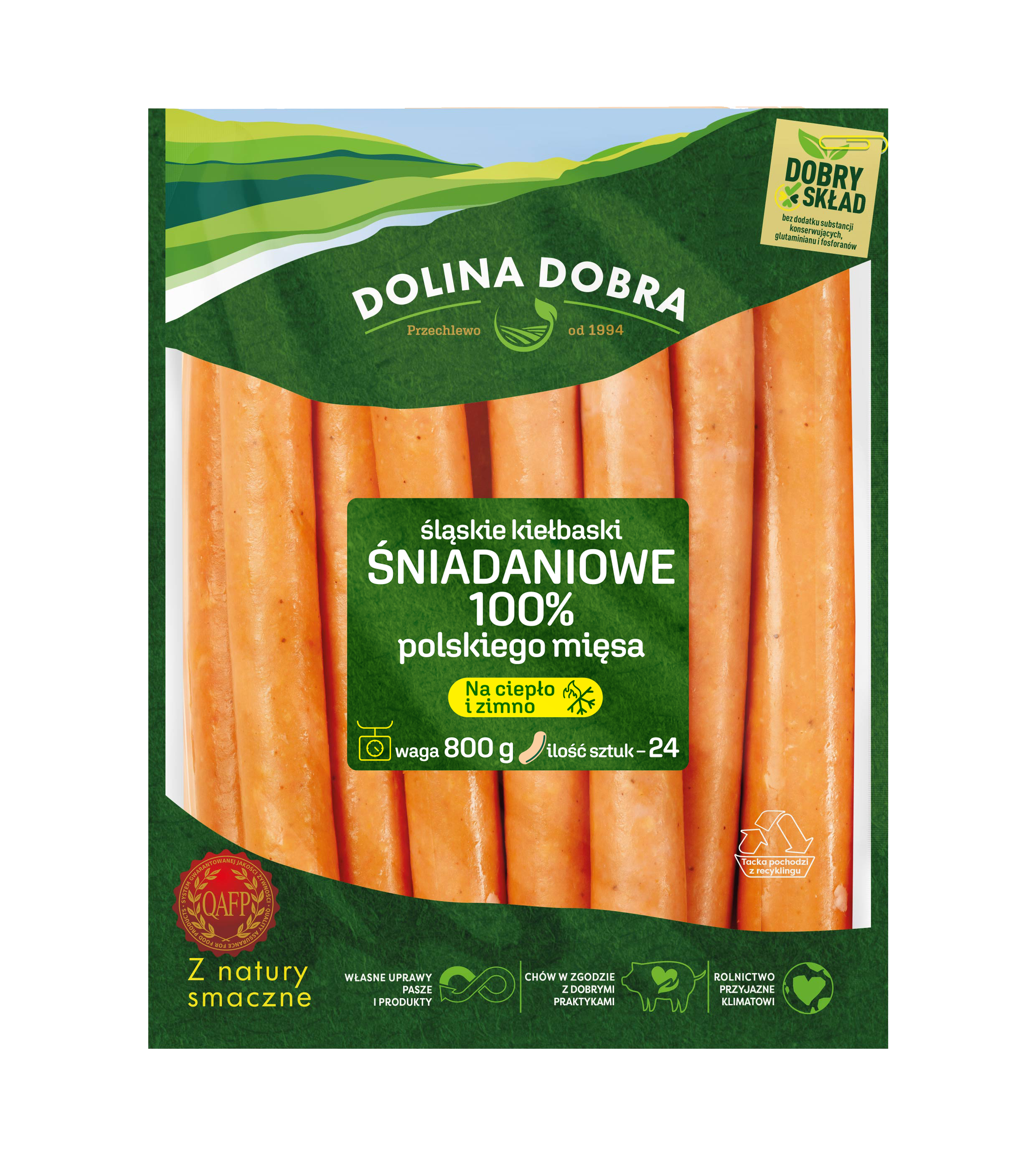 Śląskie Kiełbaski Śniadaniowe 100% Mięsa 800 G Dolina Dobra