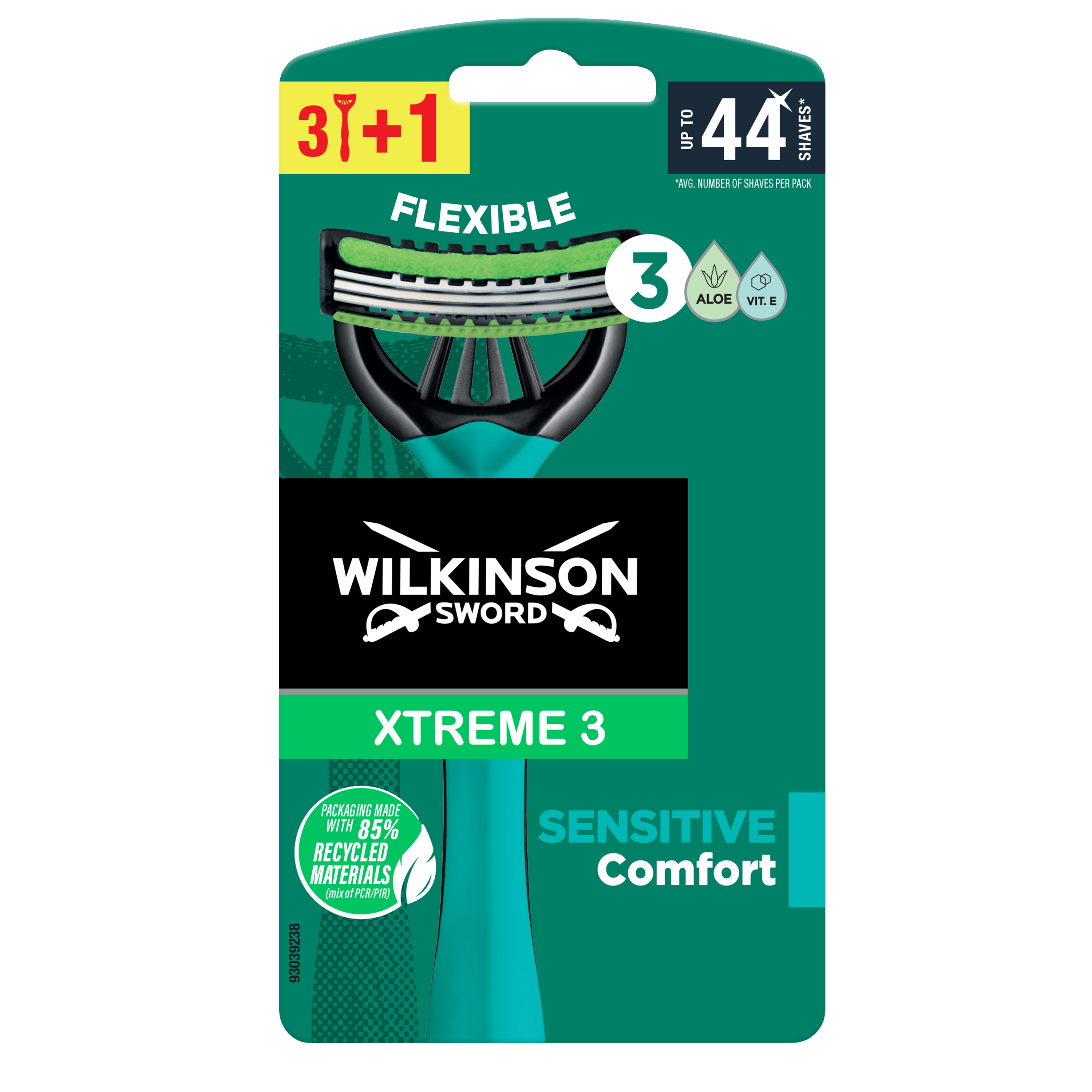 Wilkinson Sword Xtreme3 Sensitive Jednorazowe Maszynki Do Golenia Dla Mężczyzn, 4 Szt.