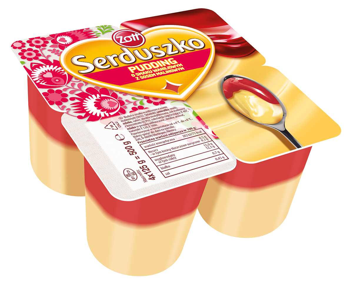 Serduszko Pudding Wanilia Z Sosem Malinowym 4X125G