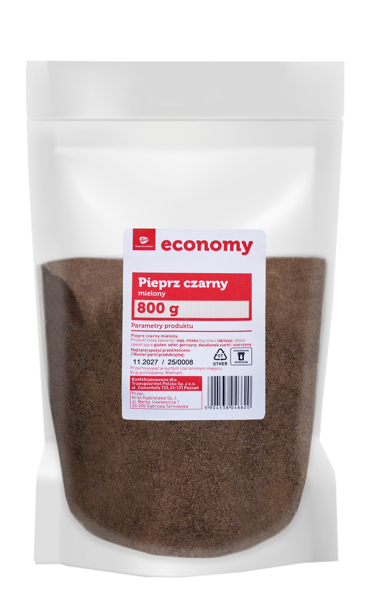 Tge Pieprz Czarny Mielony 800 G