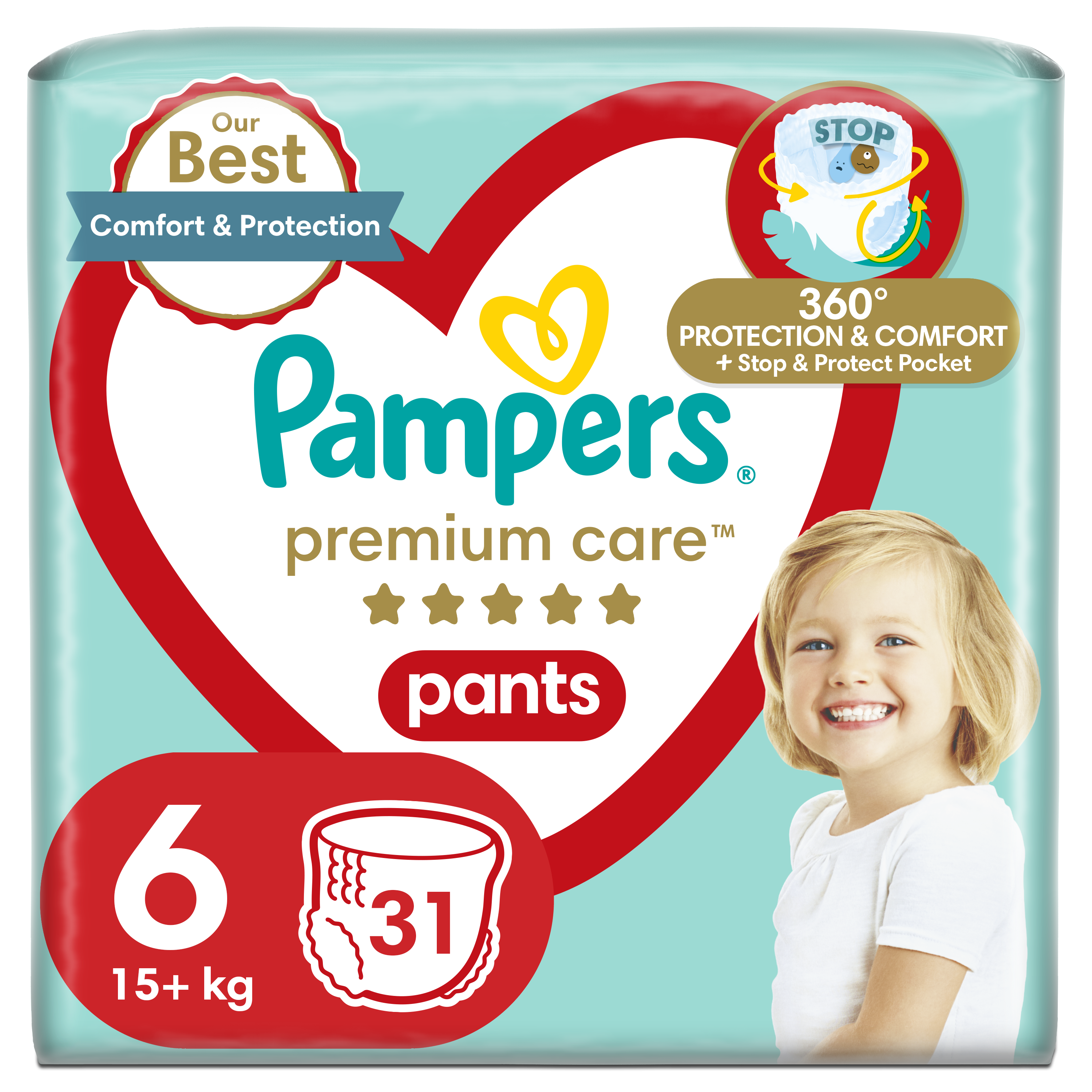 Pampers Premium Care Pants, Rozmiar 6, 31 Pieluchomajtek