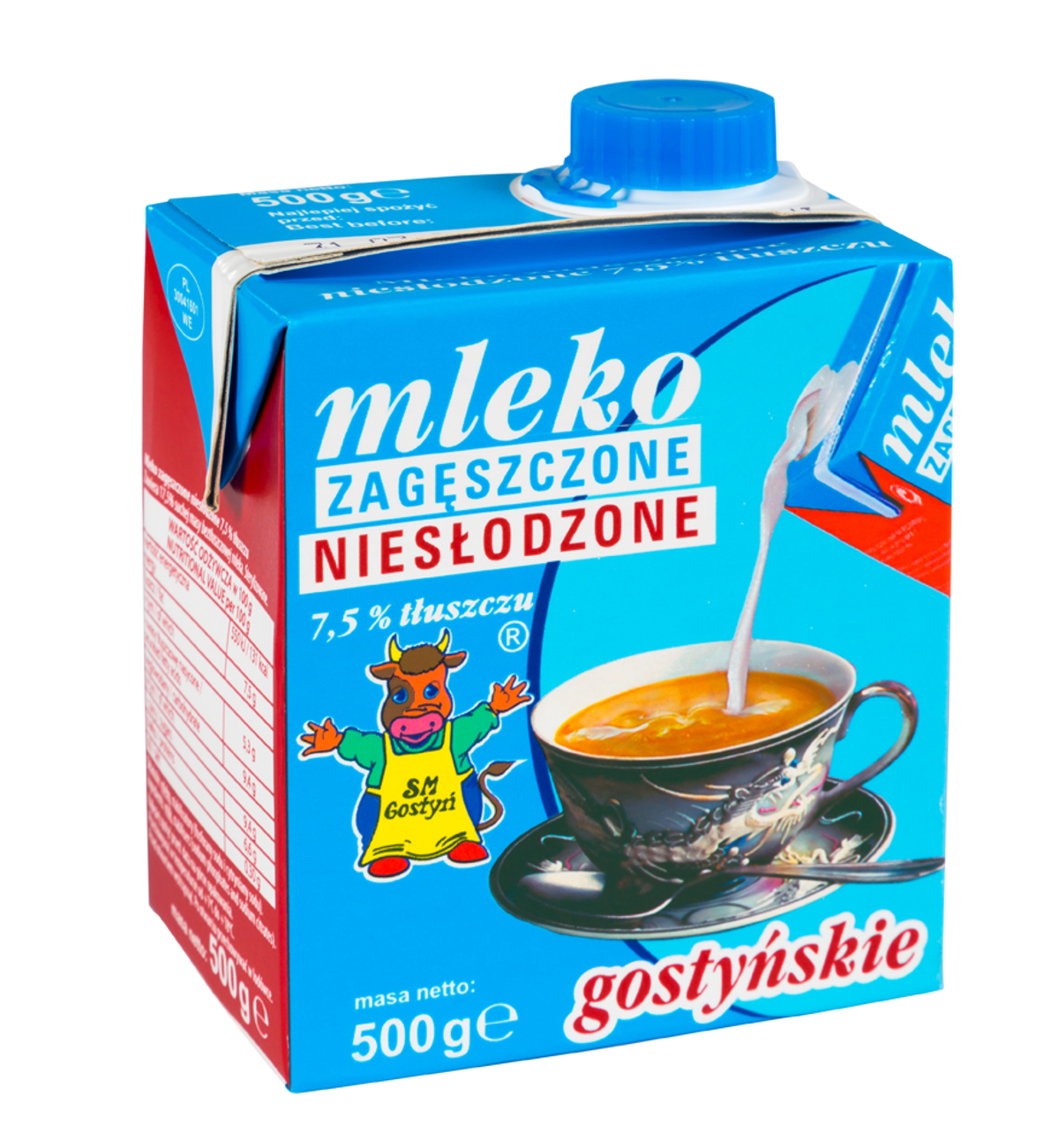 Spółdzielnia Mleczarska W Gostyniu. Mleko Zagęszczone Niesłodzone 7,5% Gostyńskie 500G