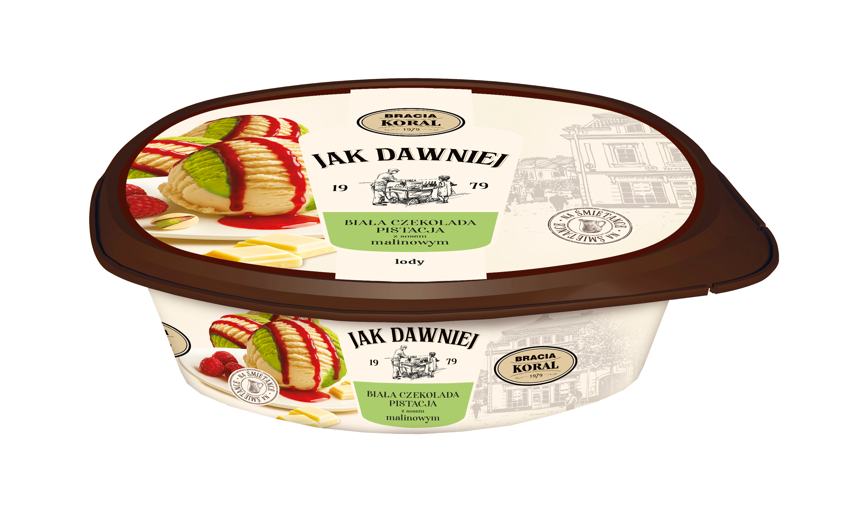 Bracia Koral Lody Biała Czekolada, Pistacja Z Sosem Malinowym 900 Ml