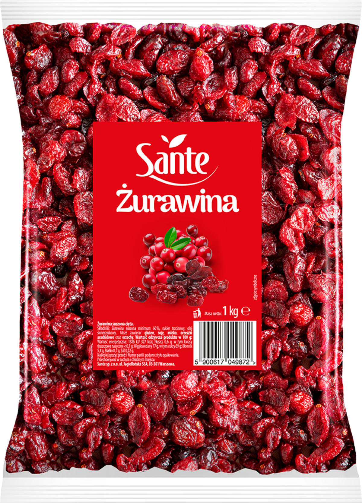 Sante Żurawina Suszona Cięta 1Kg