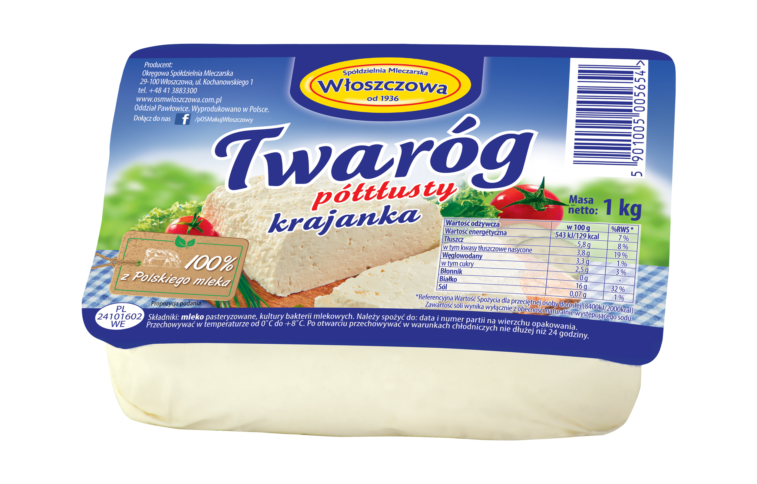 Twaróg Półtłusty Włoszczowski 1 Kg