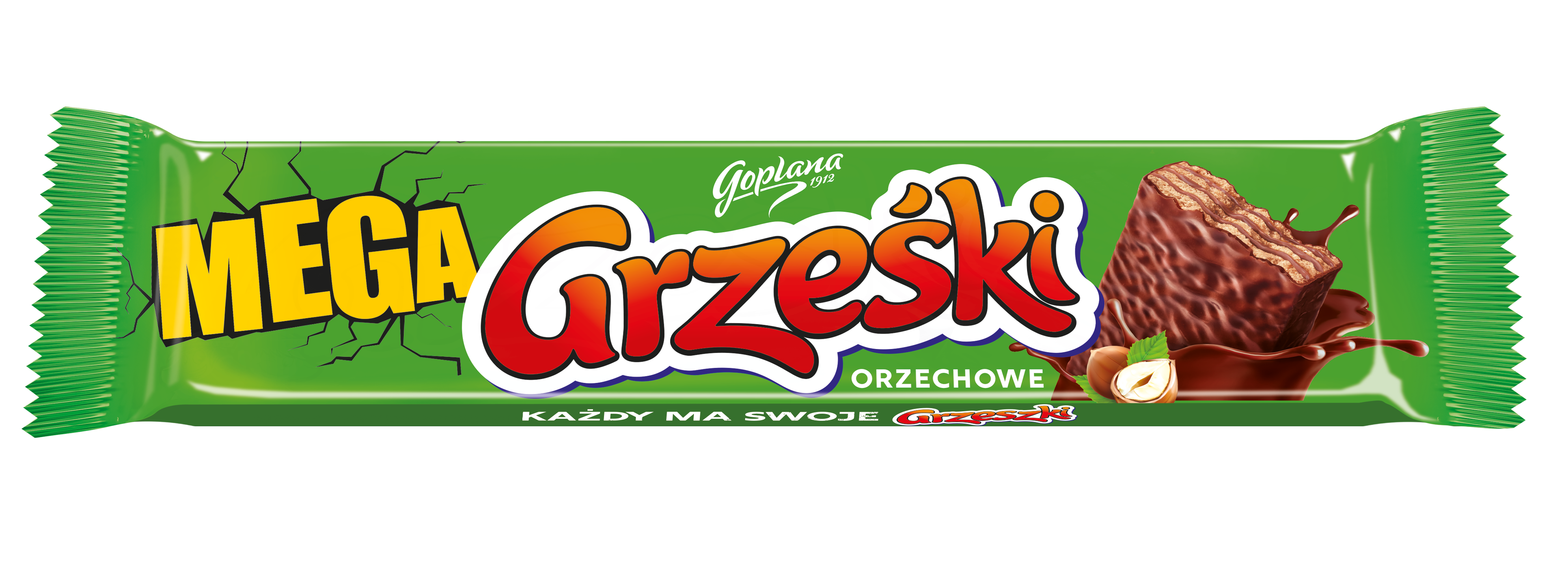 Grześki Mega Orzechowe Wafel Przekładany Kremem Orzechowym W Czekoladzie Mlecznej 48 G