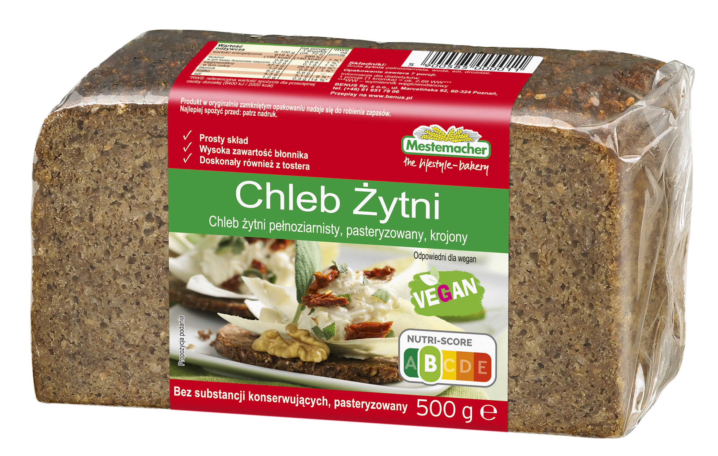 Chleb Żytni Pełnoziarnisty 500 G Mestemacher