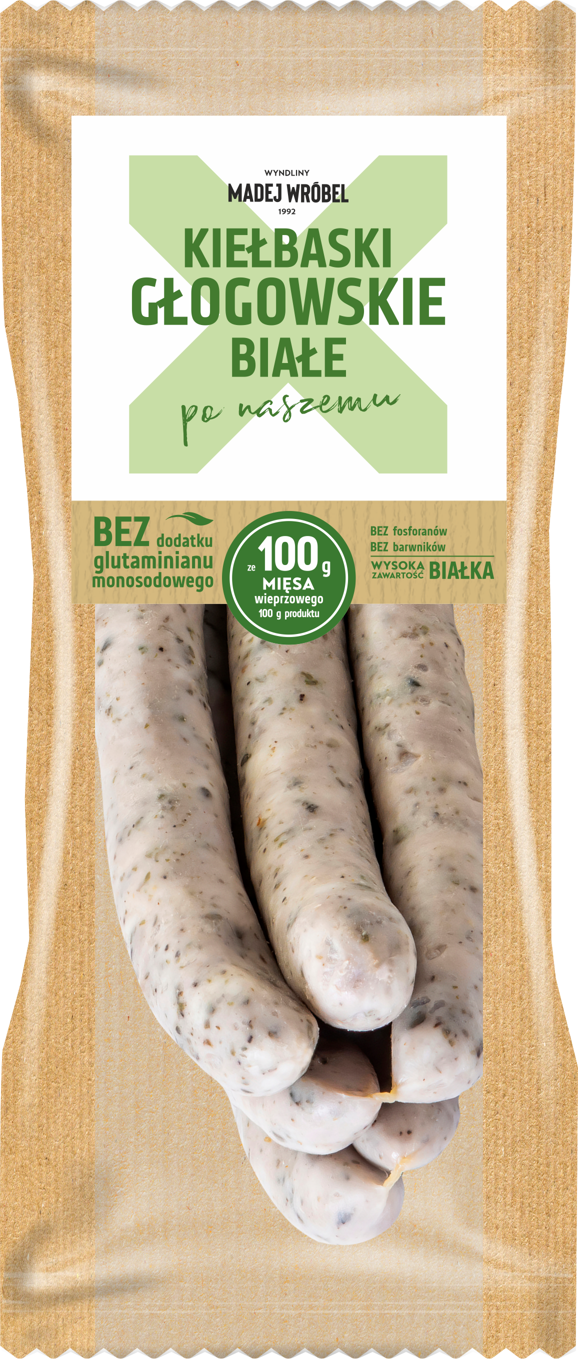 Madej Wróbel Kiełbaski Głogowskie Białe 220 G