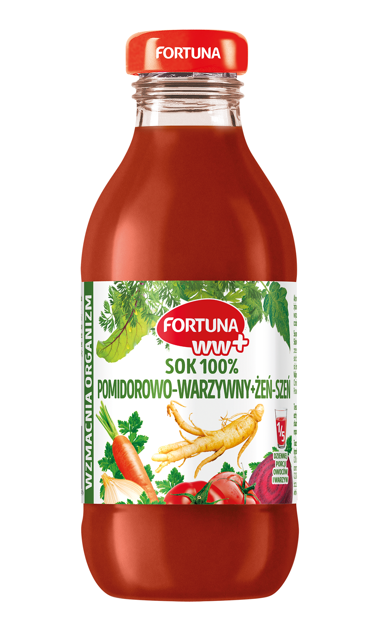 Fortuna Ww+ Sok 100% Pomidorowo-Warzywny Plus Żeń-Szeń 300 Ml