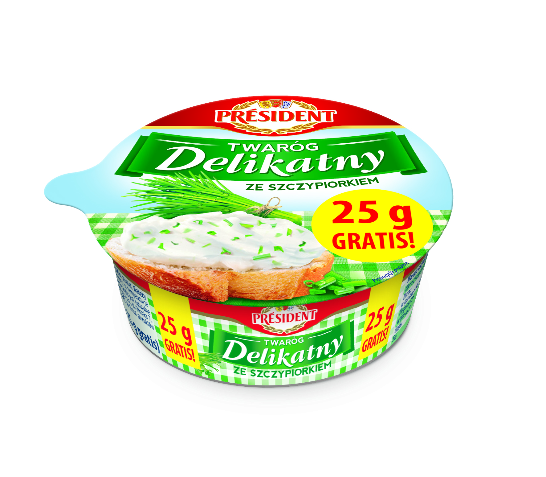 President Twaróg Delikatny Ze Szczypiorkiem 150G+25G