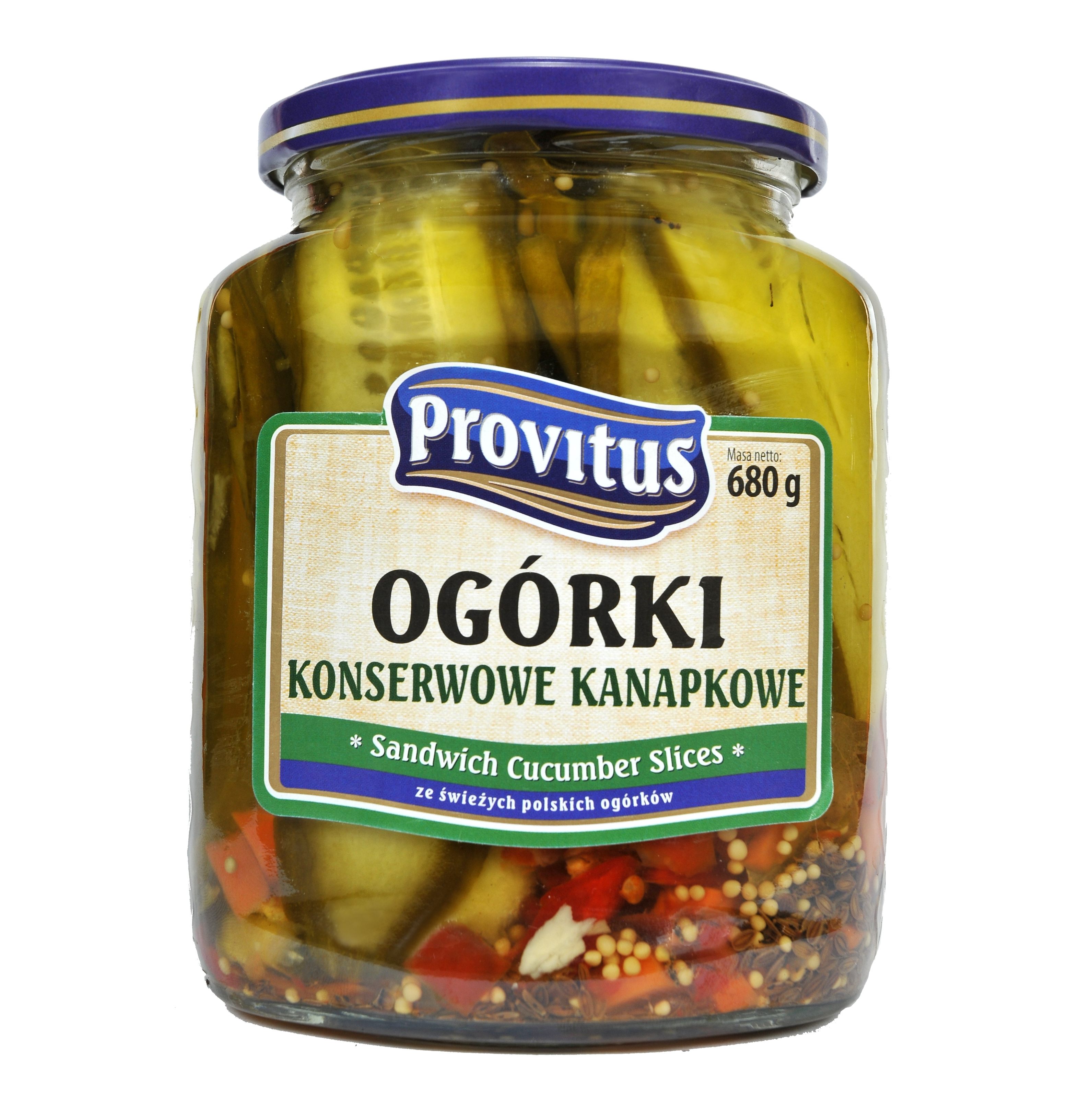 Ogórki Konserwowe Kanapkowe Provitus 680G