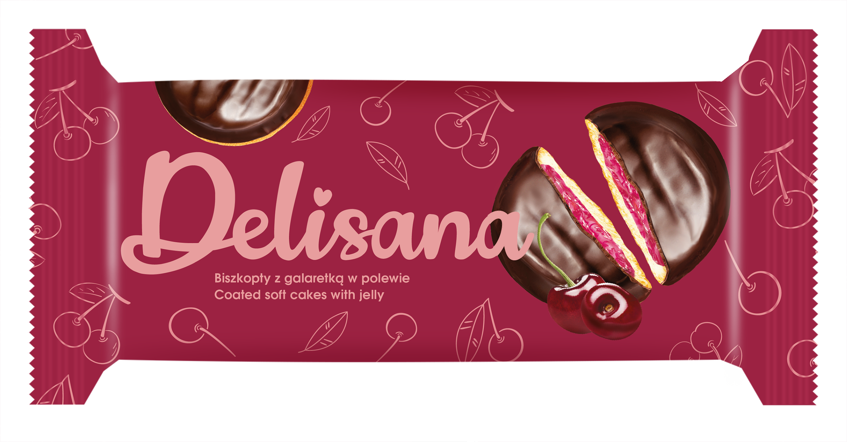 Delisana Biszkopty Z Galaretką O Smaku Wiśniowym W Polewie Kakaowej 135G