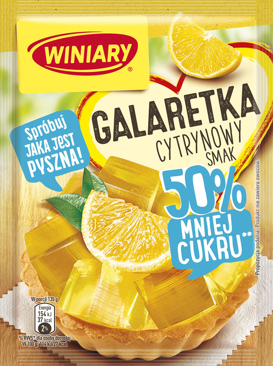 Winiary Galaretka O Smaku Cytrynowym 50% Mniej Cukru 39G