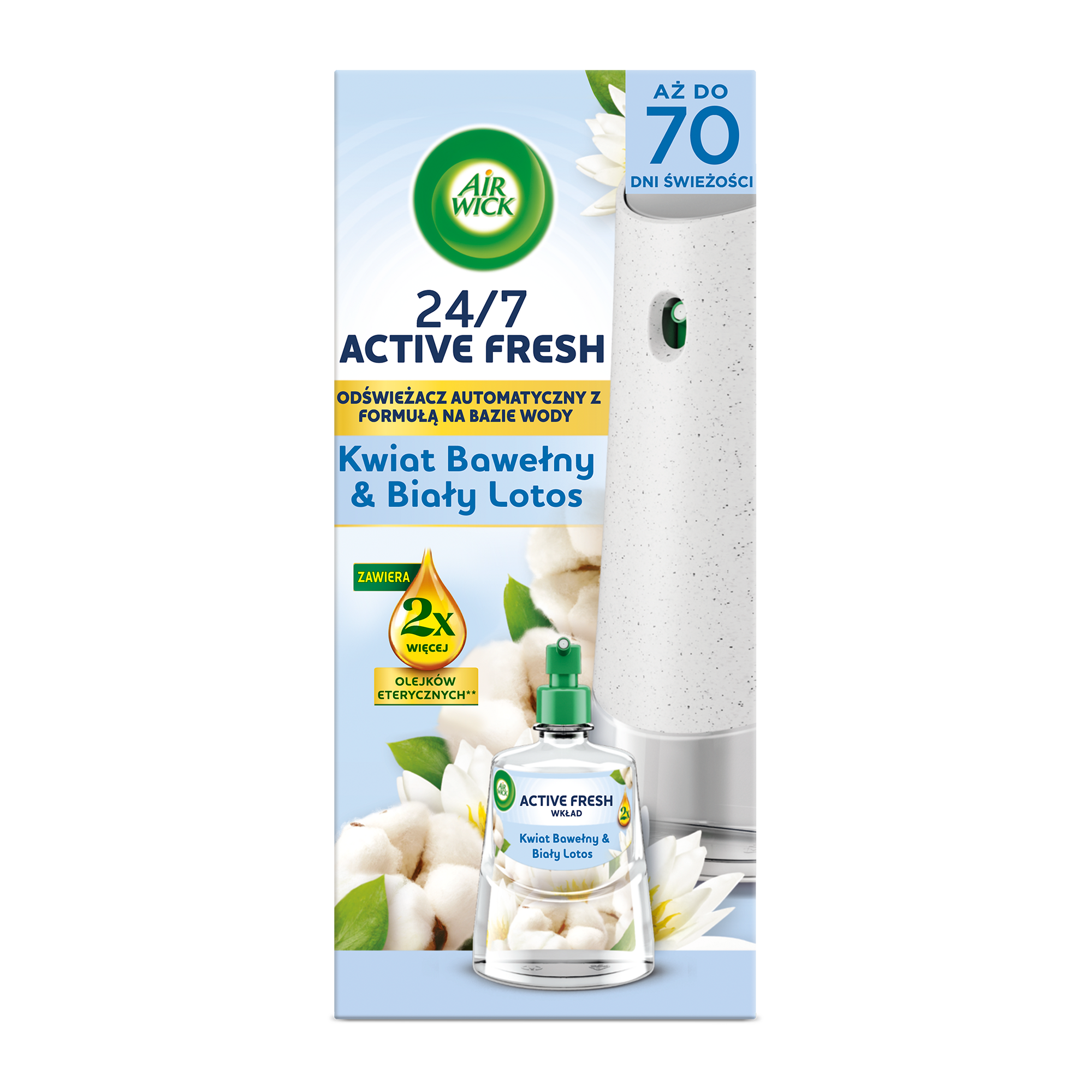 Air Wick Active Fresh Kwiat Bawełny & Biały Lotos/ Cotton Blossom & White Lotus 228 Ml Komplet